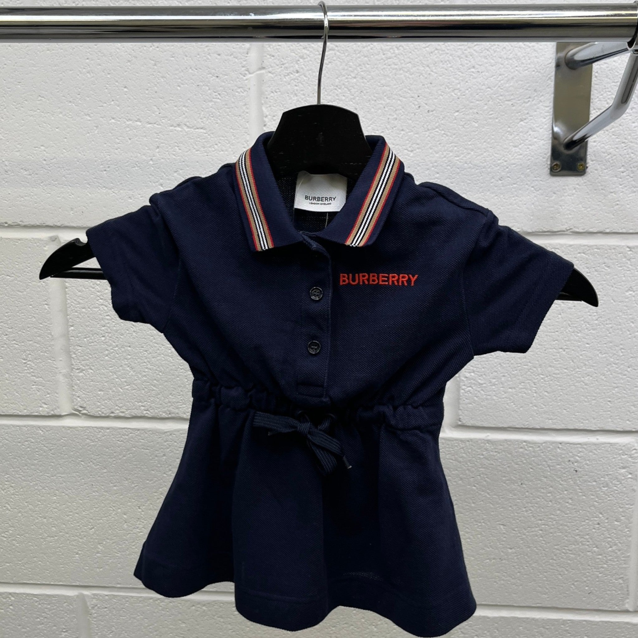 Women's Girls Age 6 Months Embroidered Logo Dress T-Shirt Navy Size XXS