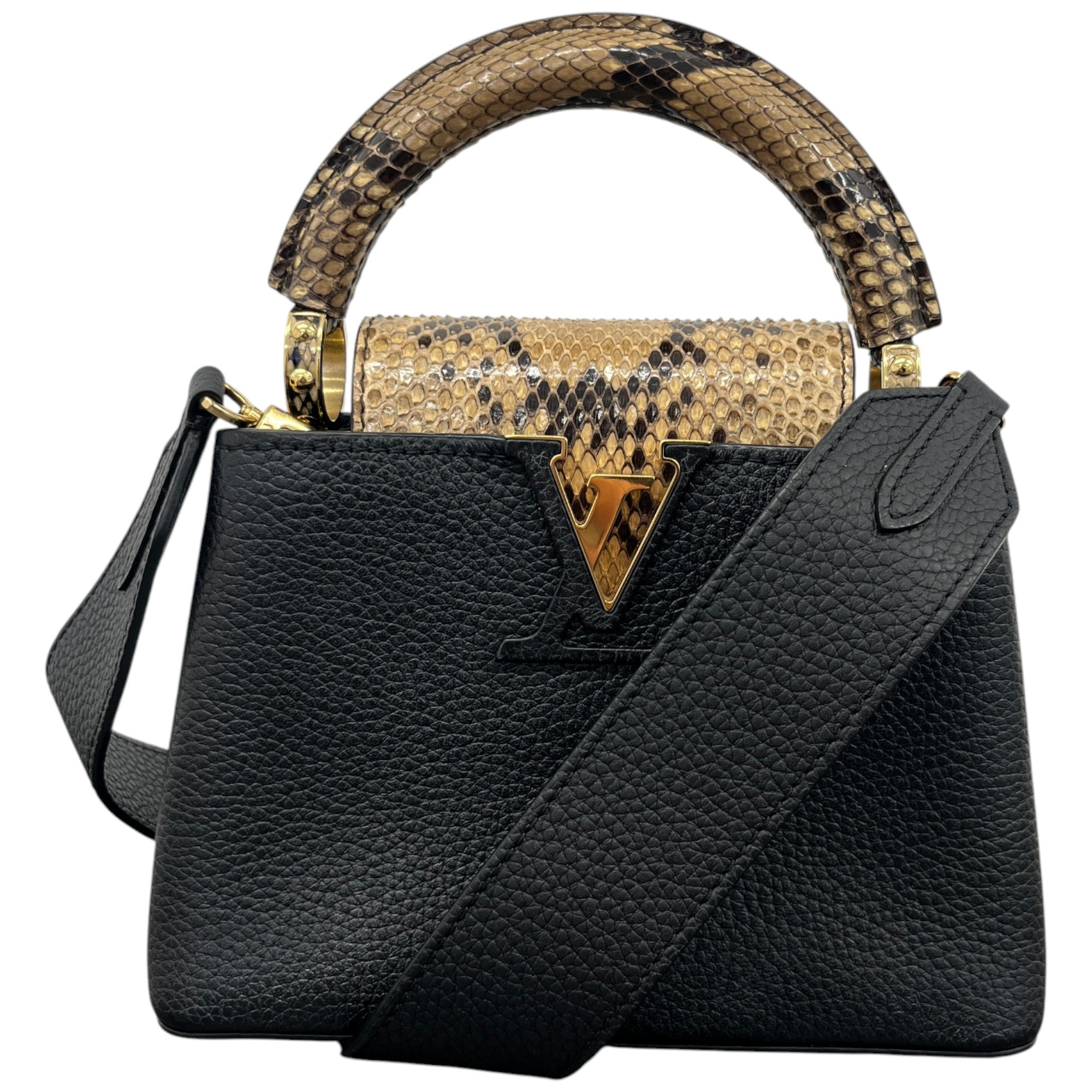 Women's Capucines Mini Python Handbag Black