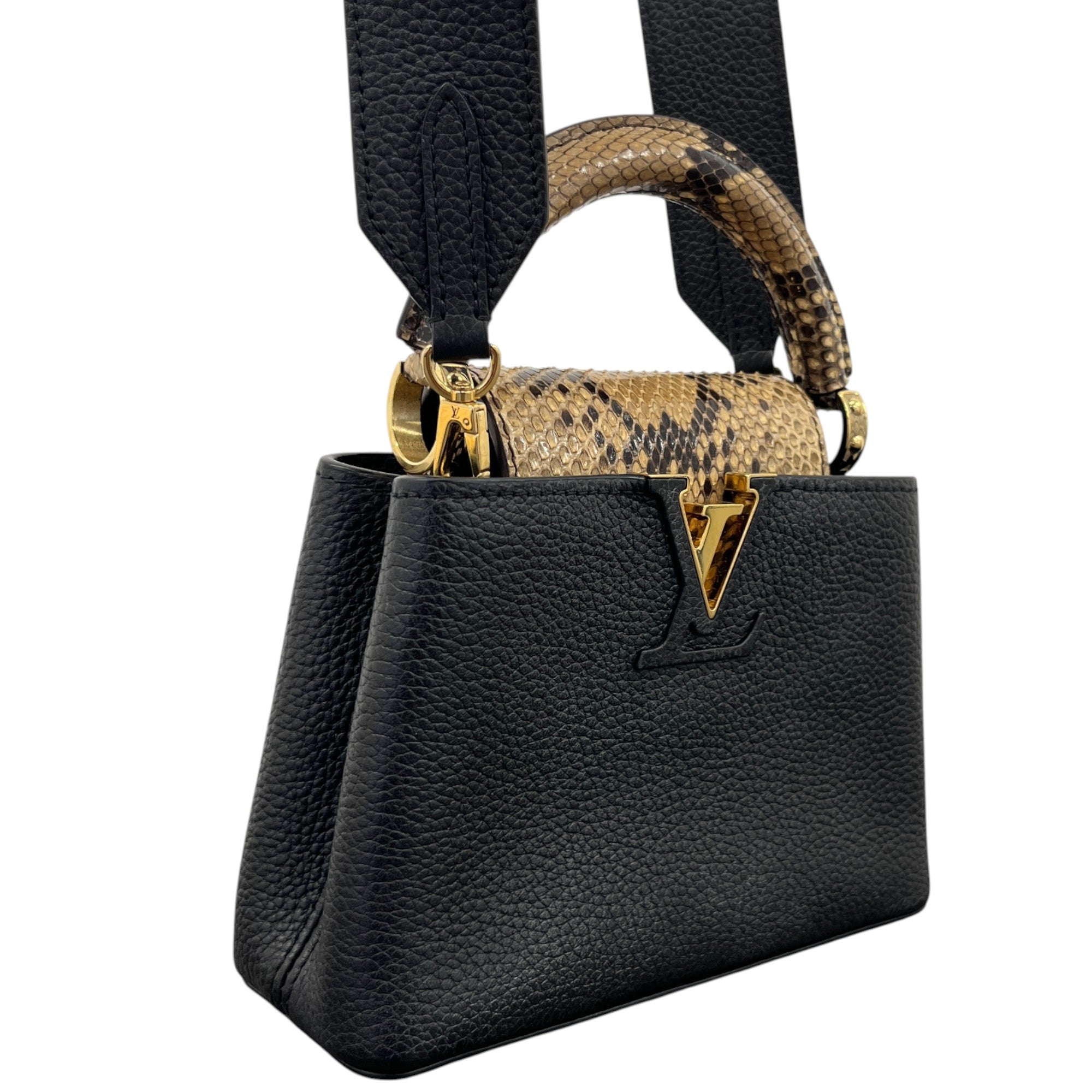 Women's Capucines Mini Python Handbag Black