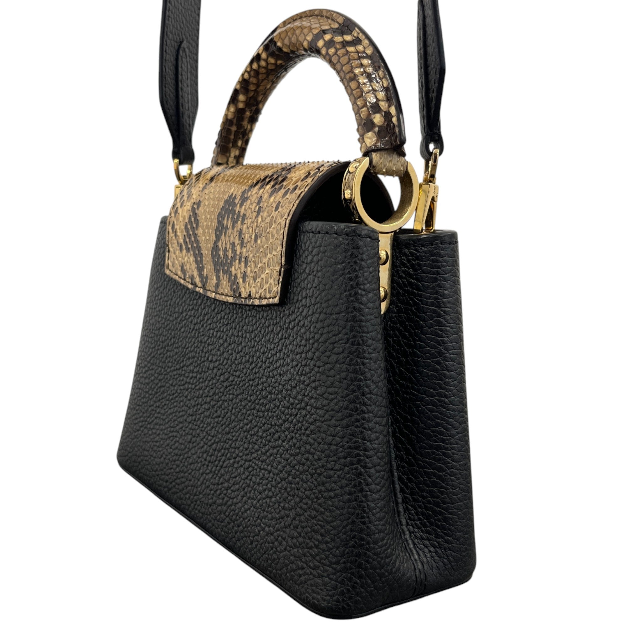 Women's Capucines Mini Python Handbag Black