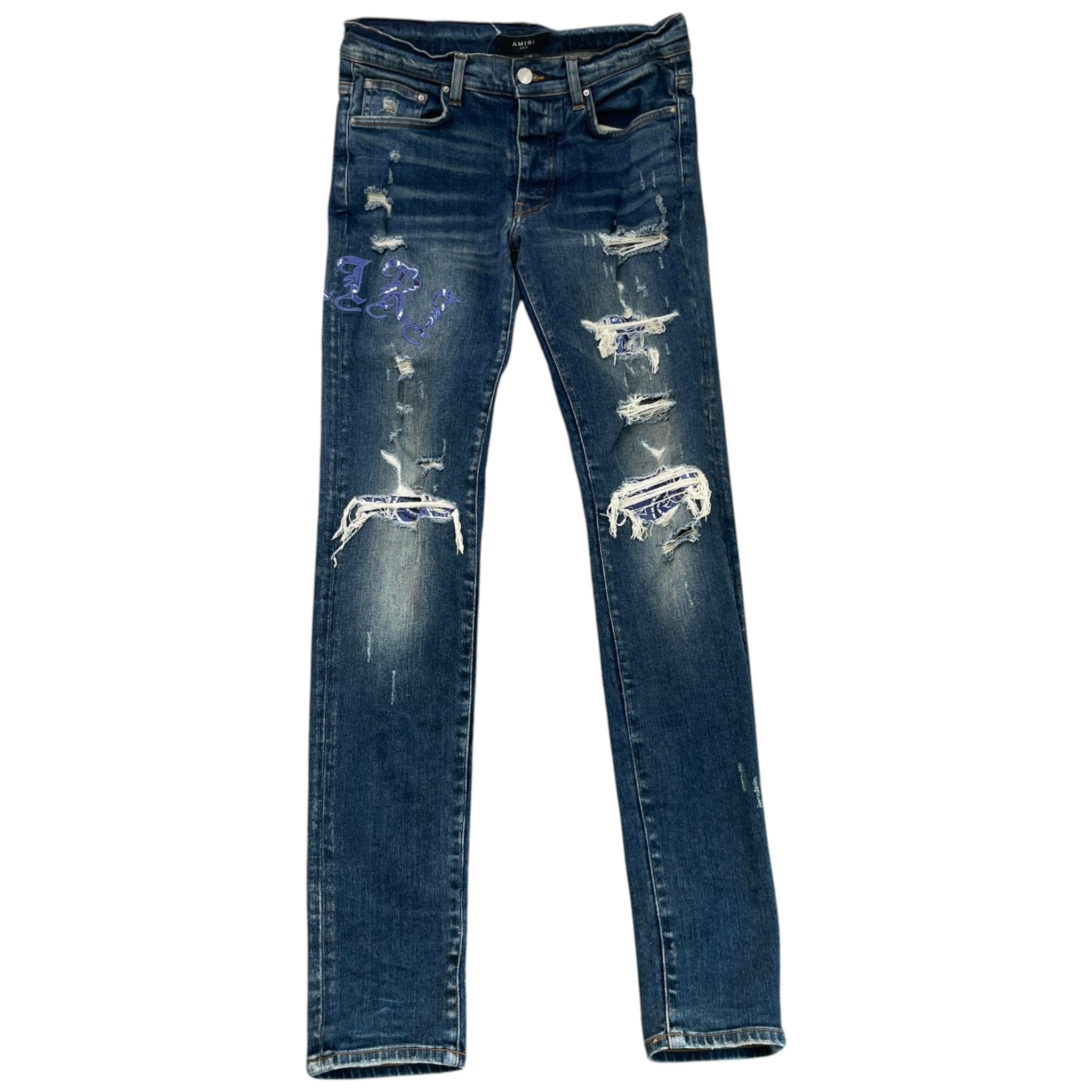 Men's Embroidered Logo Jeans Blue Size Waist 31"