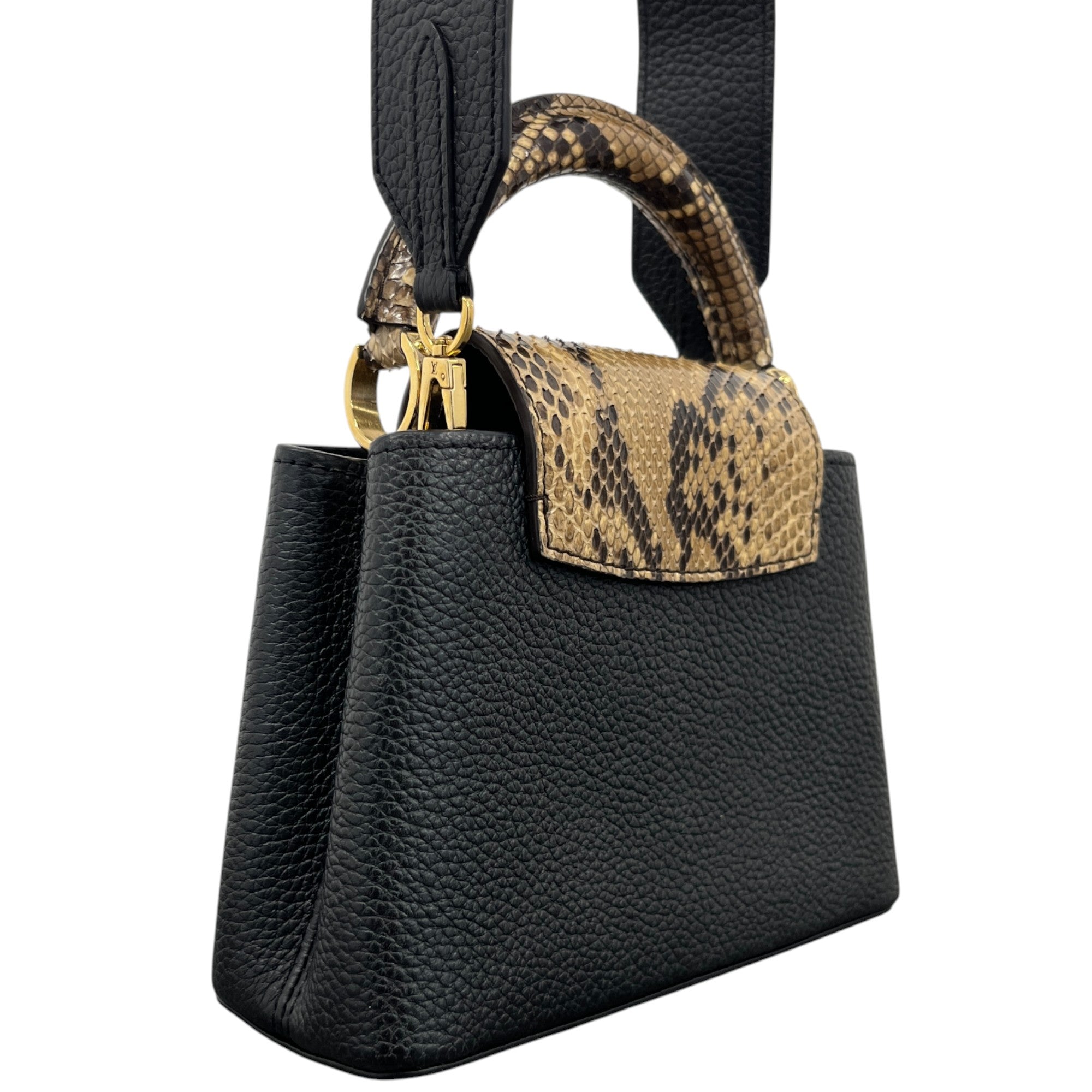 Women's Capucines Mini Python Handbag Black