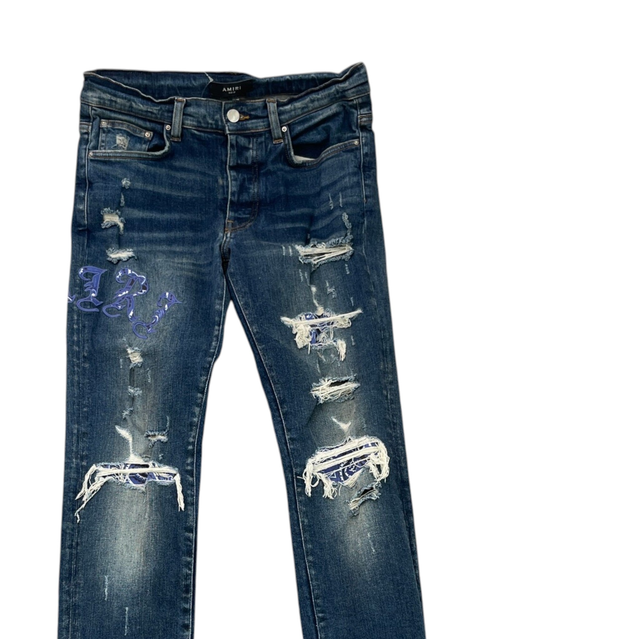 Men's Embroidered Logo Jeans Blue Size Waist 31"