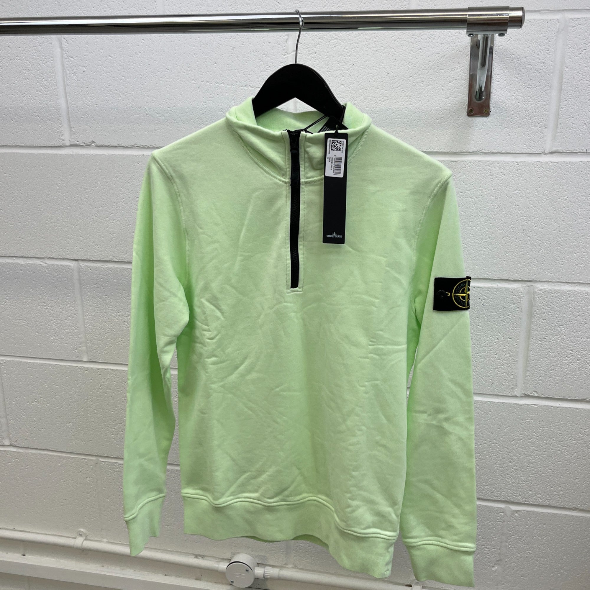 Men's Applique Logo 1/4 Zip Jumper Green Size S