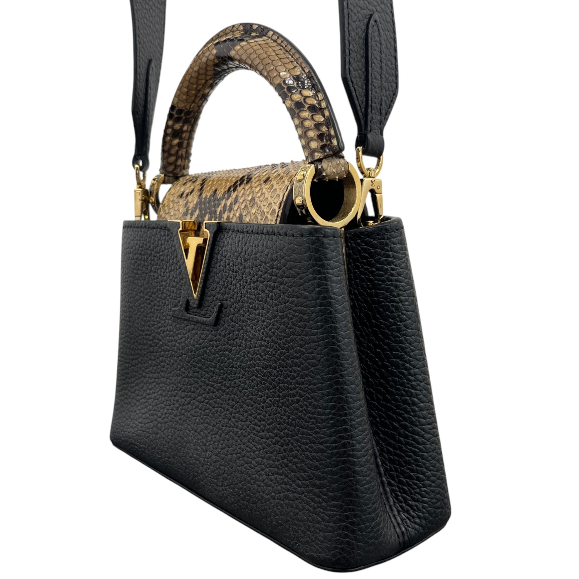 Women's Capucines Mini Python Handbag Black