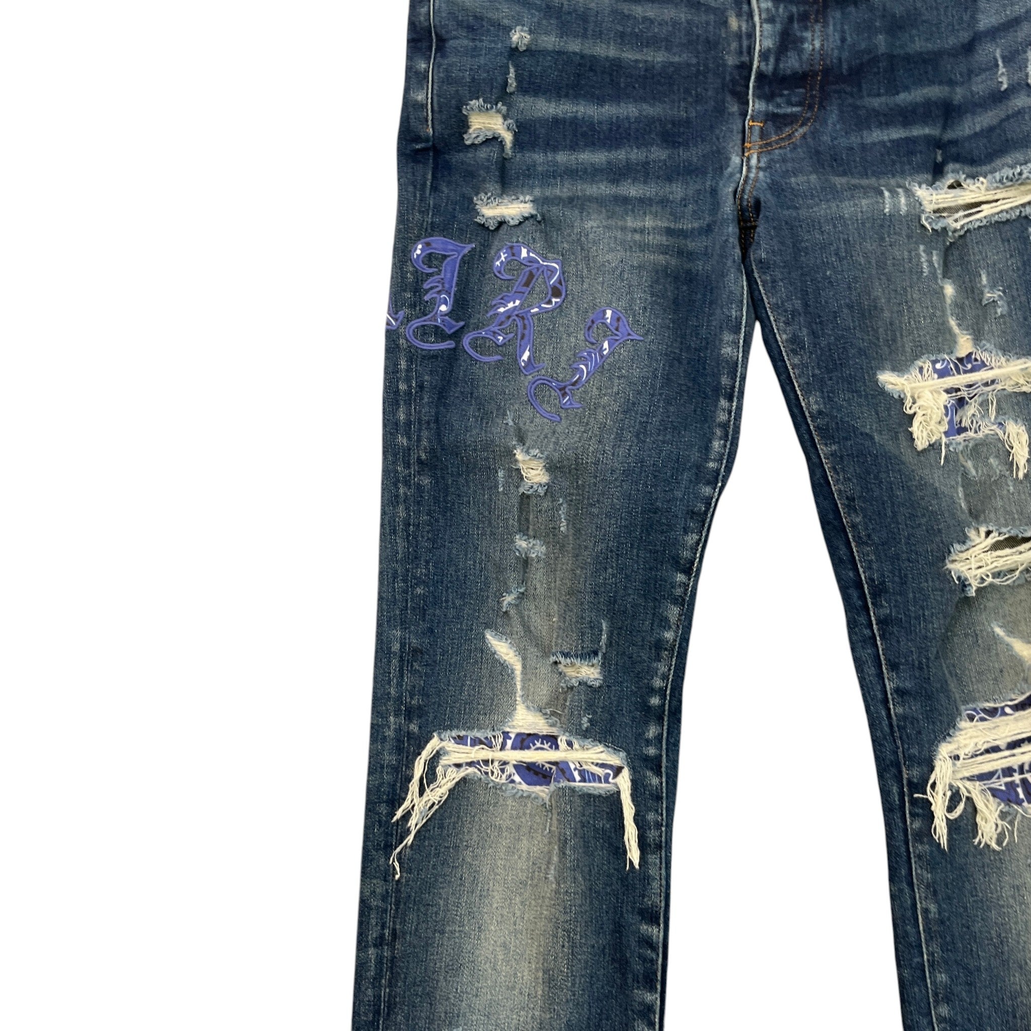 Men's Embroidered Logo Jeans Blue Size Waist 31"