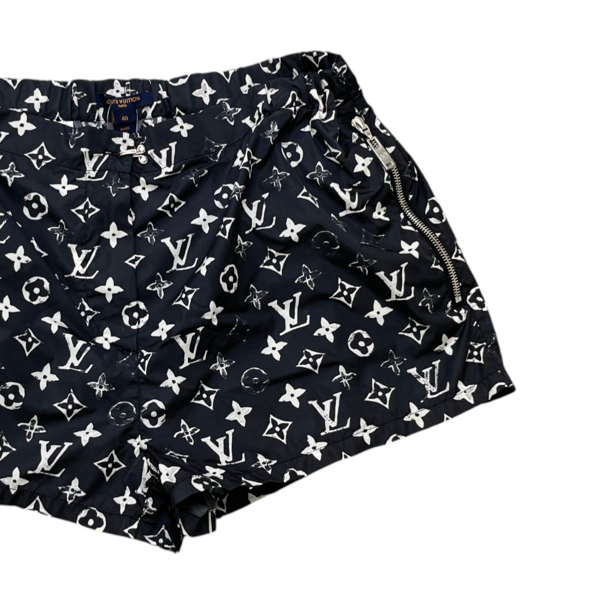 Women's Stencil Effect Monogram Shorts Black Size FR 40 / UK 12