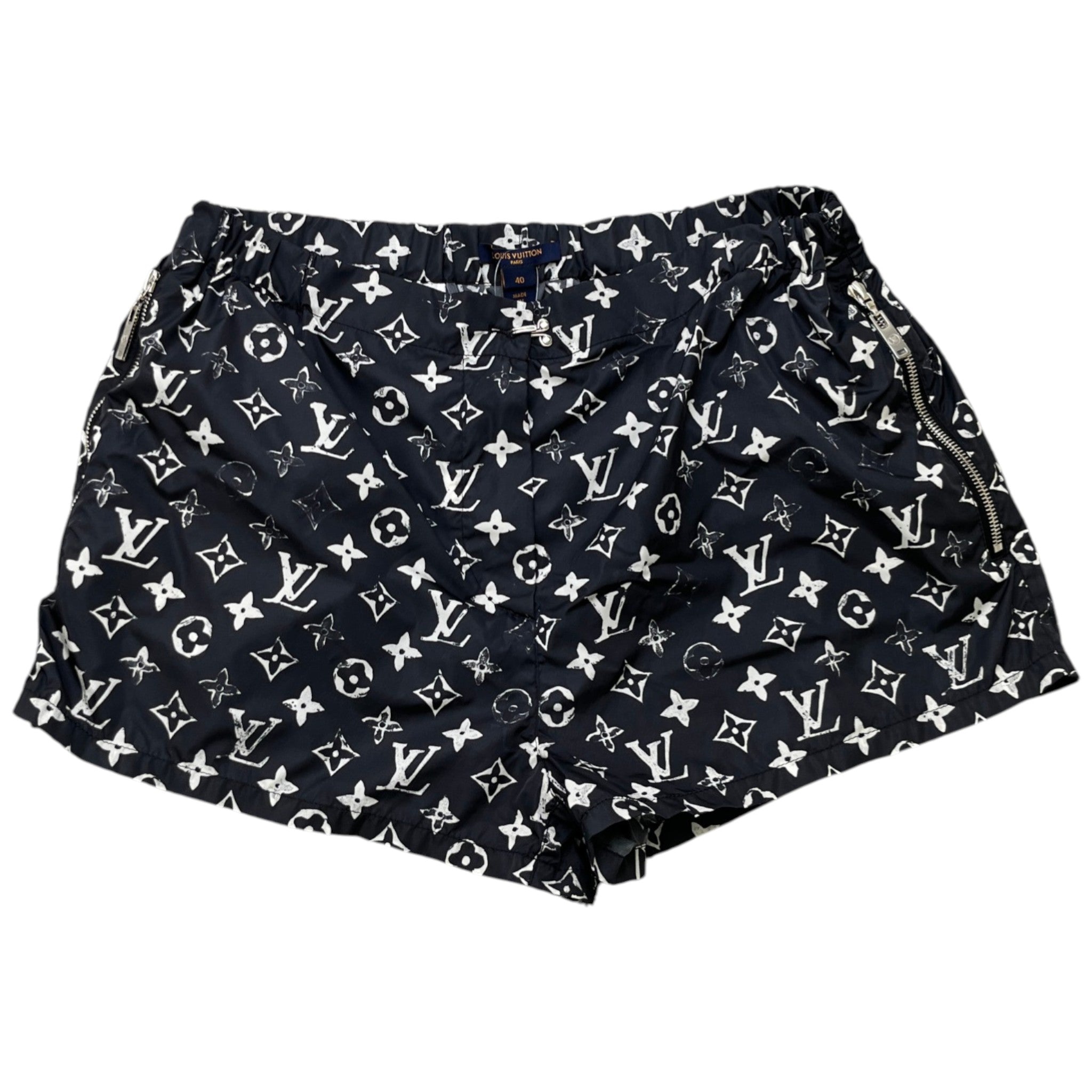 Women's Stencil Effect Monogram Shorts Black Size FR 40 / UK 12