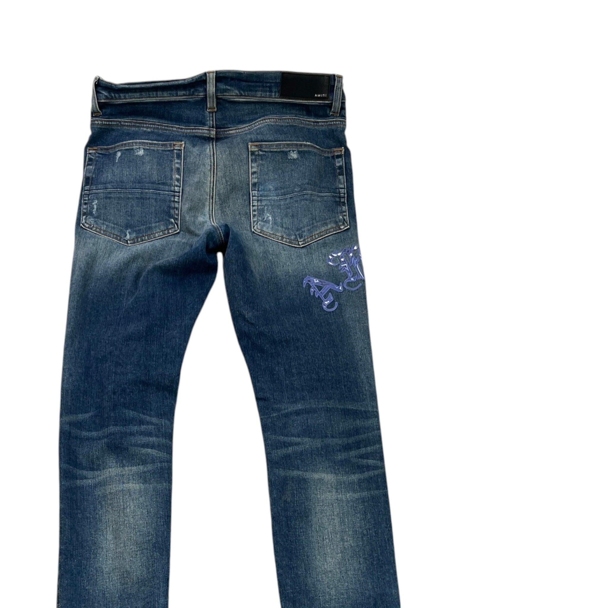 Men's Embroidered Logo Jeans Blue Size Waist 31"