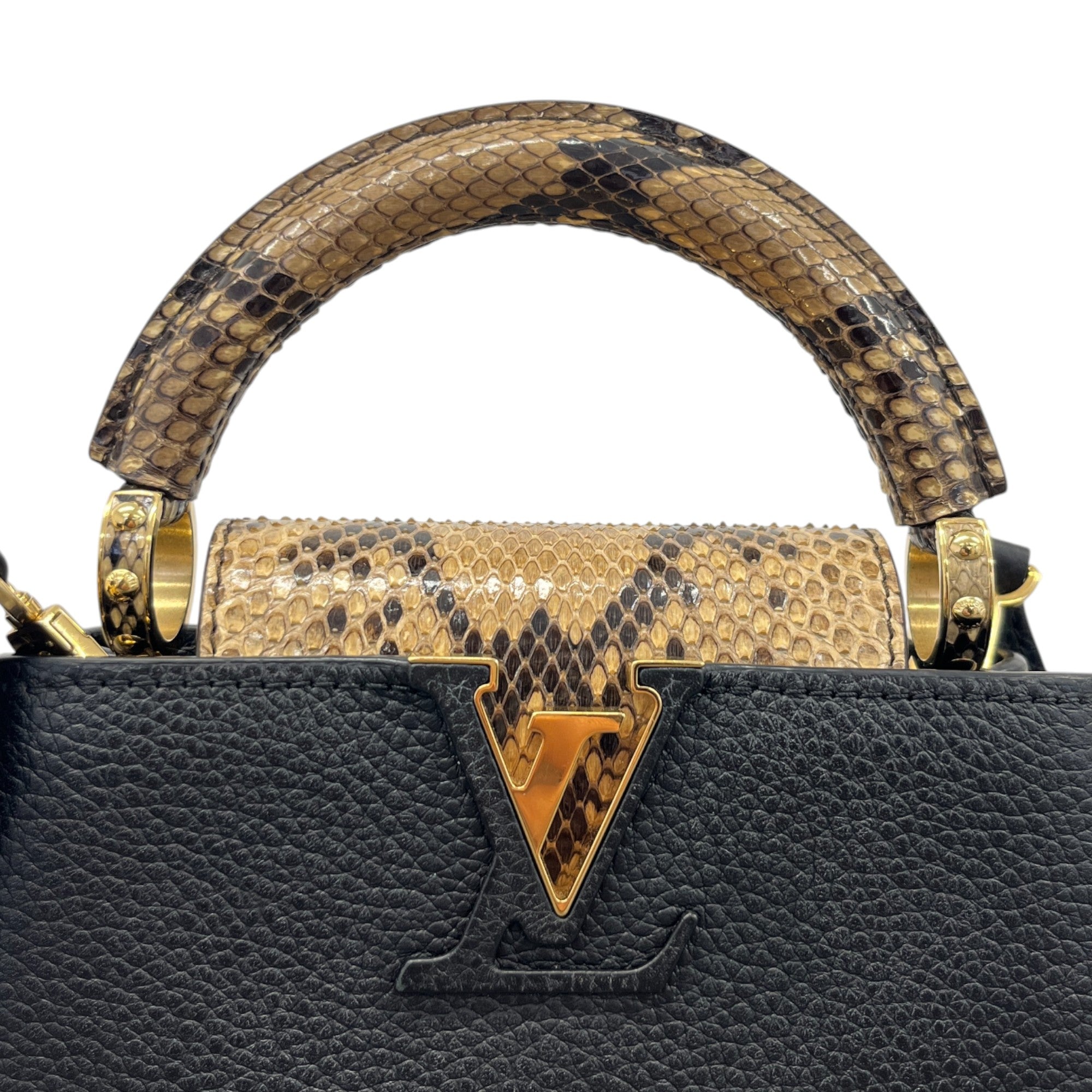 Women's Capucines Mini Python Handbag Black