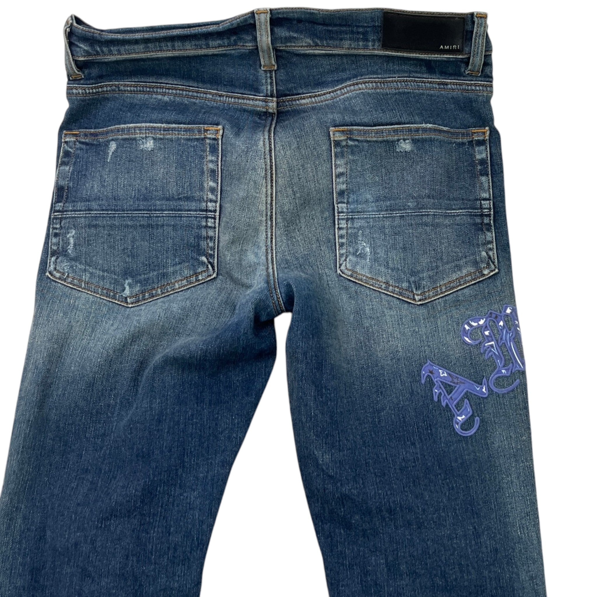Men's Embroidered Logo Jeans Blue Size Waist 31"