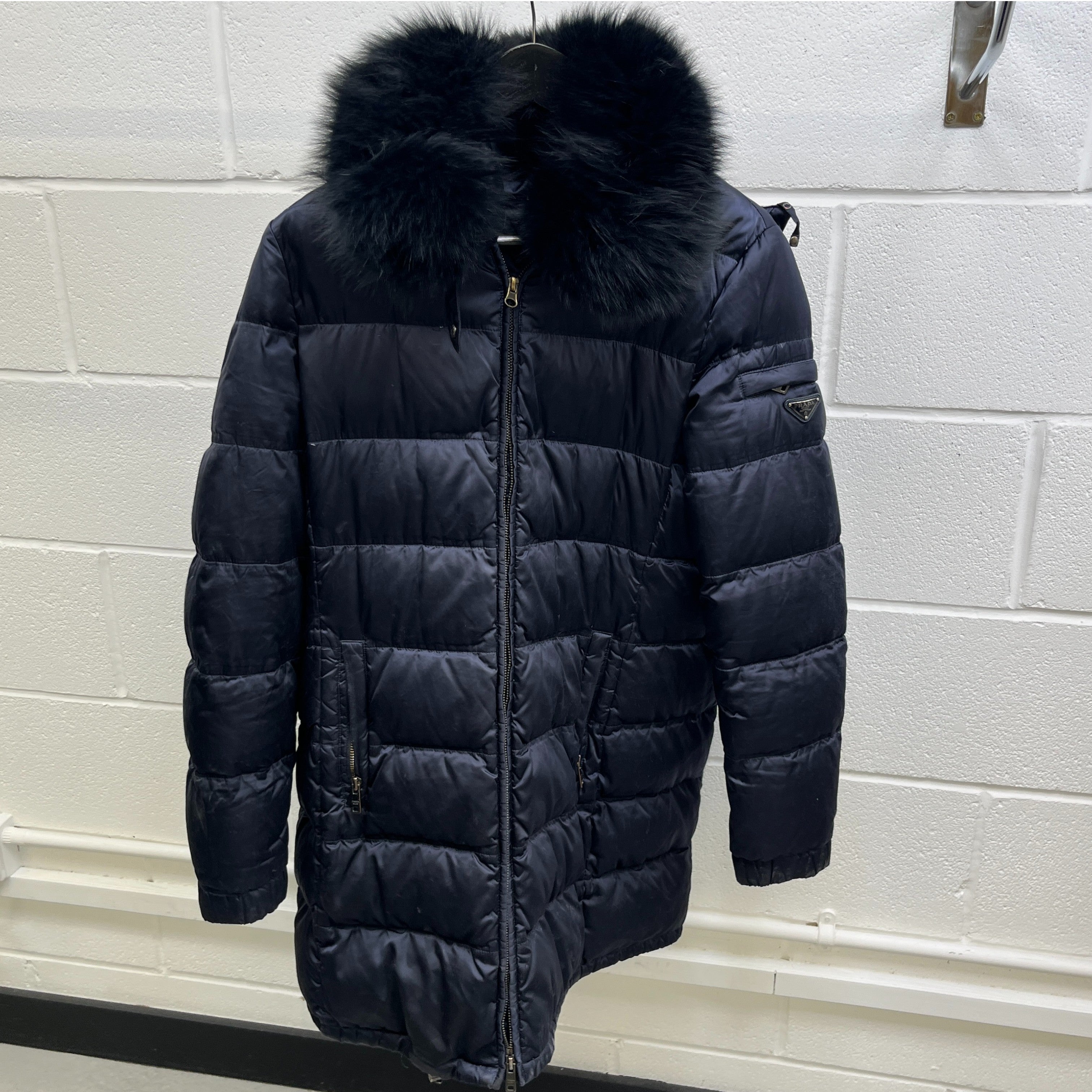 Women's Plaque Logo Down Jacket Navy Size IT 42 / UK 10