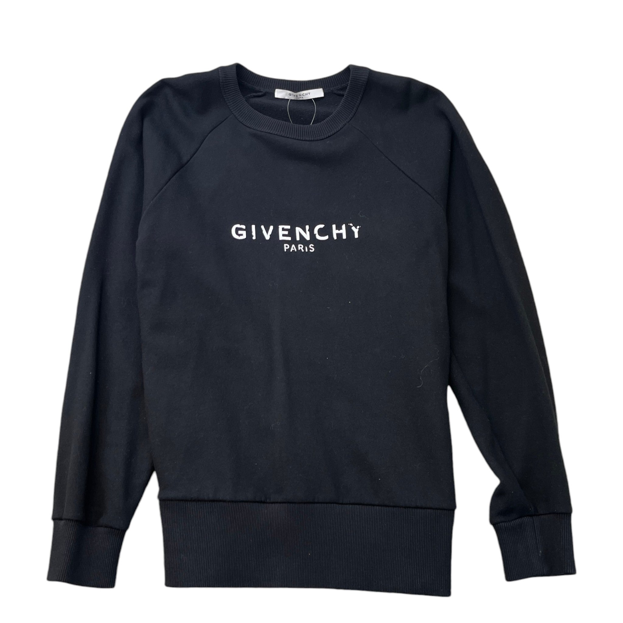 Men's Distressed Logo Print Sweatshirt Black Size M
