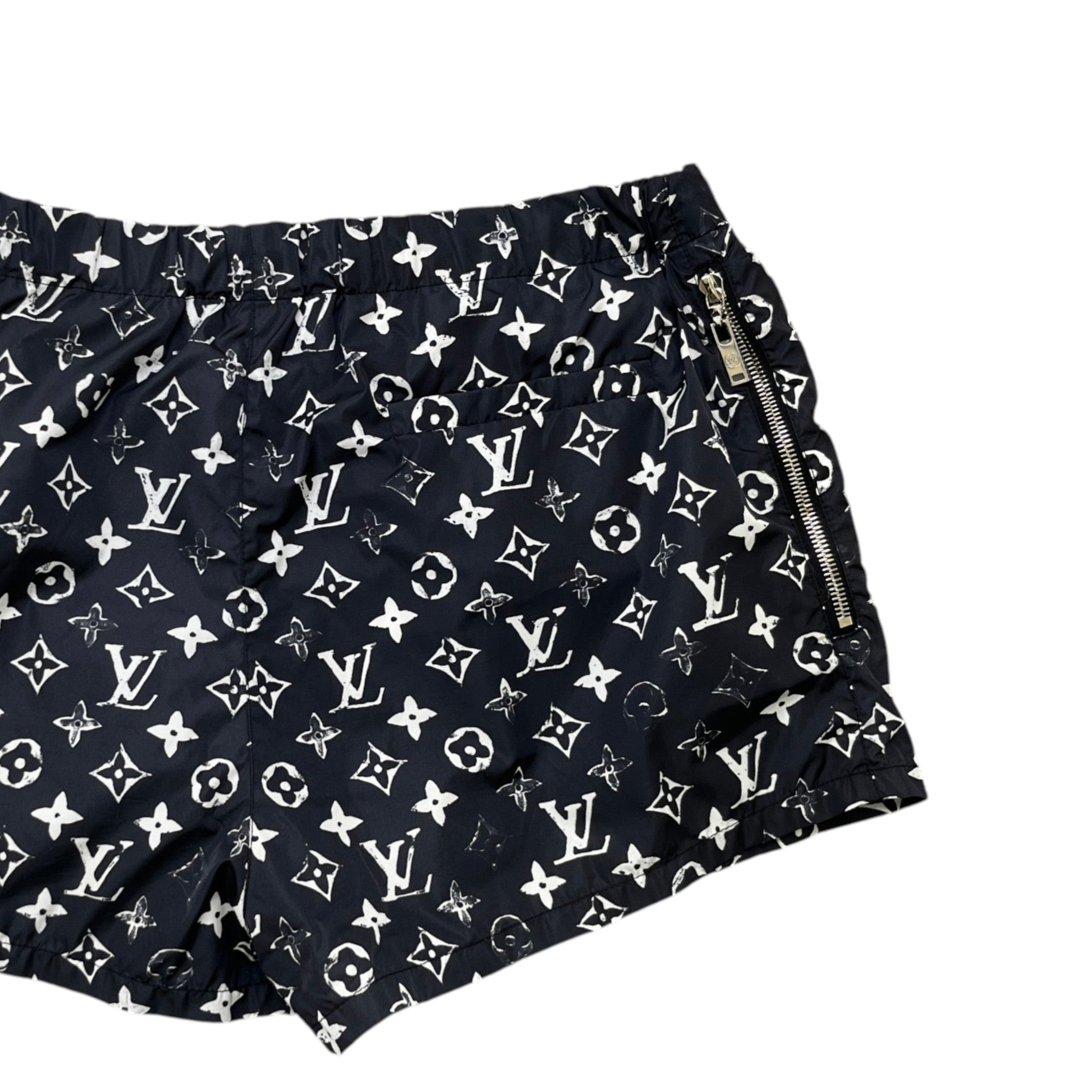Women's Stencil Effect Monogram Shorts Black Size FR 40 / UK 12