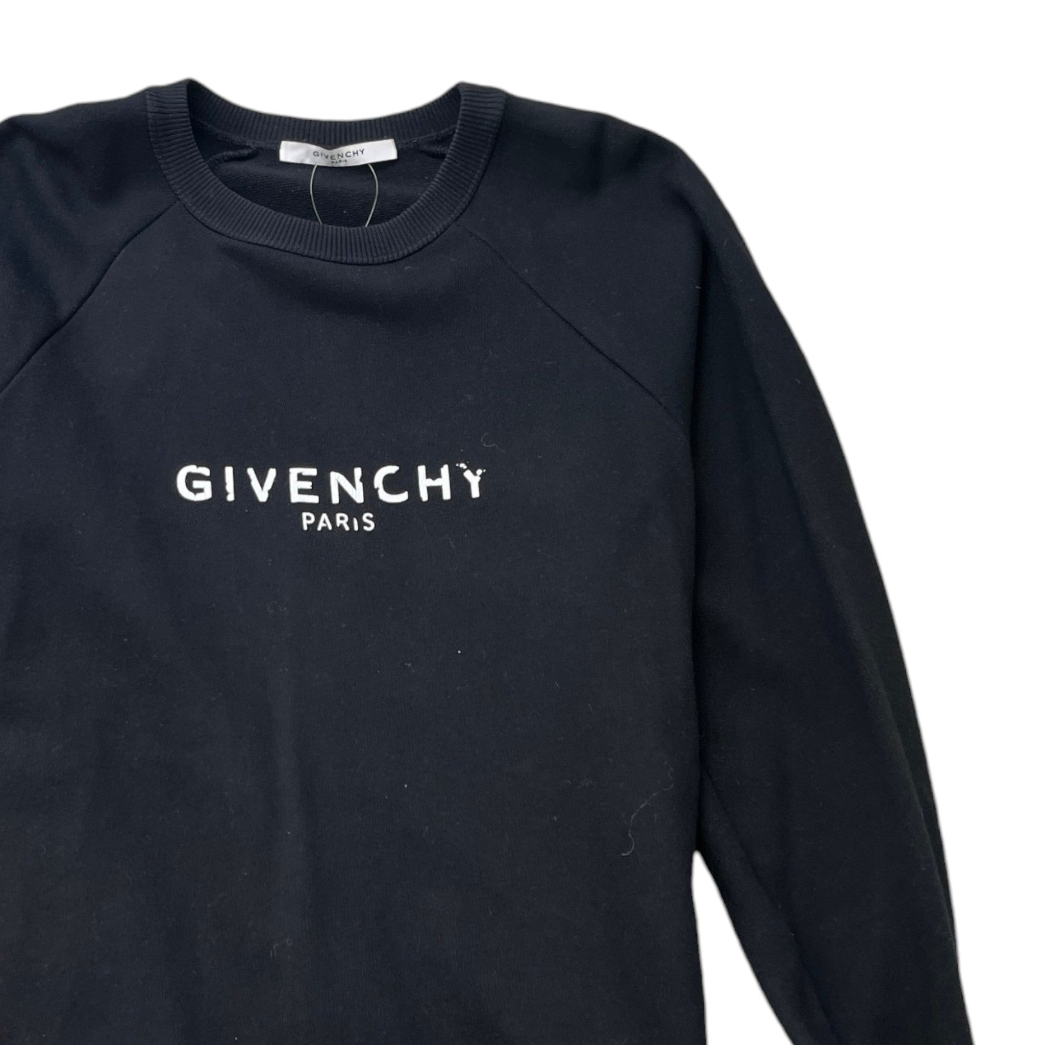Men's Distressed Logo Print Sweatshirt Black Size M