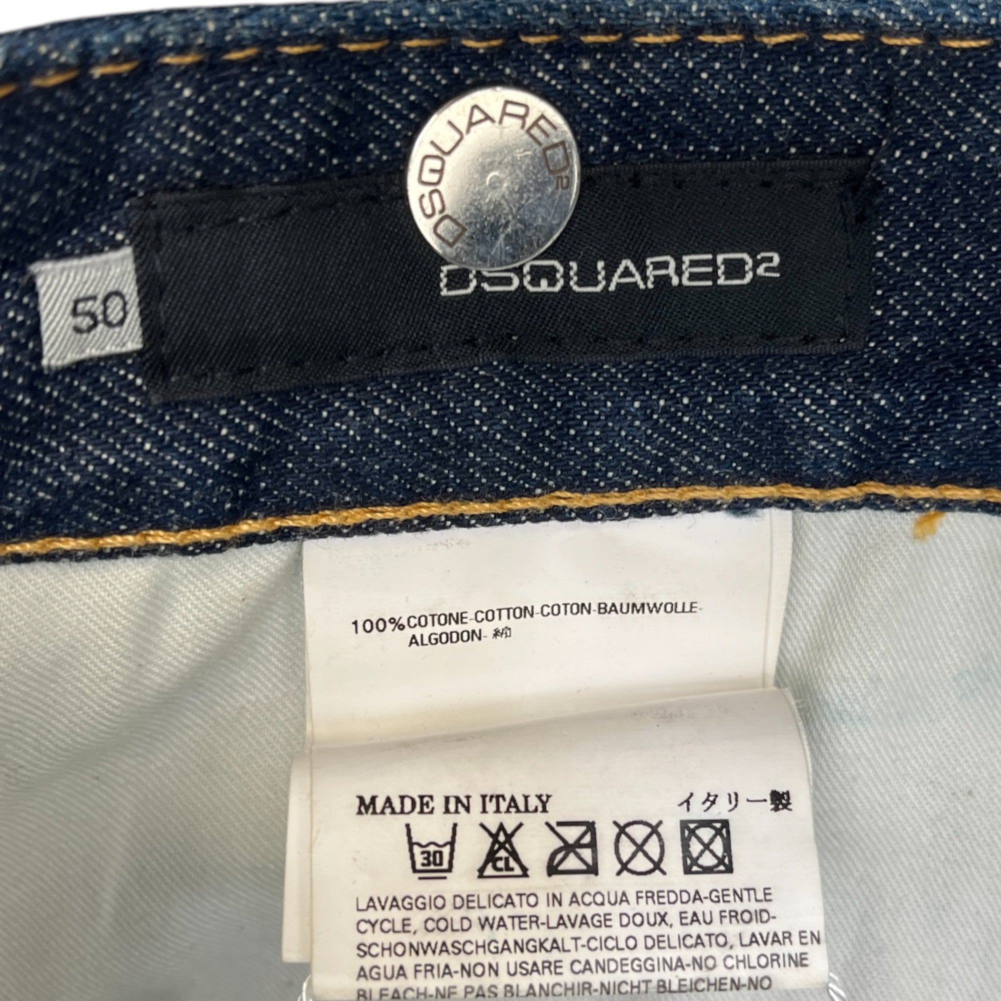 Men's Leather Belt Jeans Blue Size IT 50 / UK 34