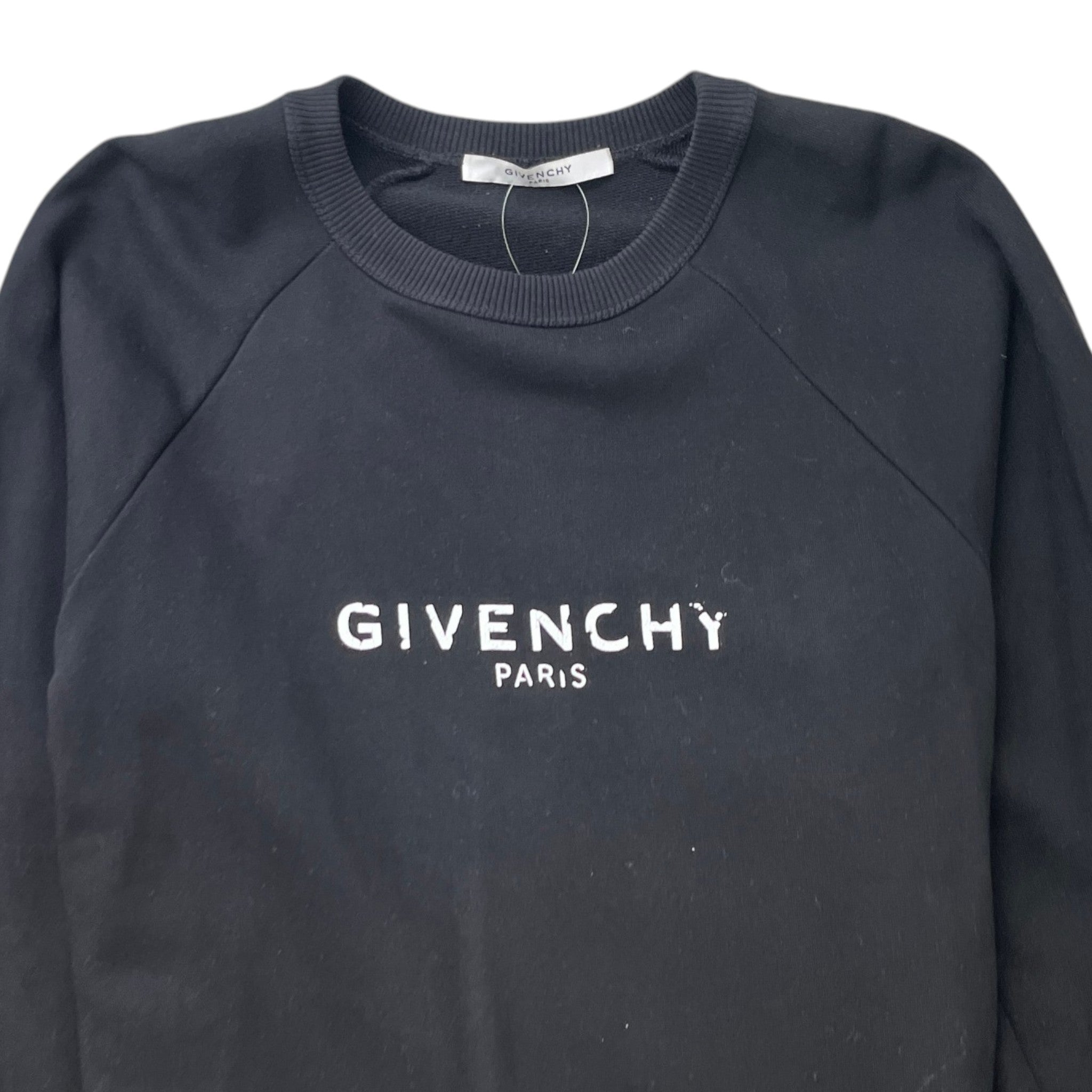 Men's Distressed Logo Print Sweatshirt Black Size M