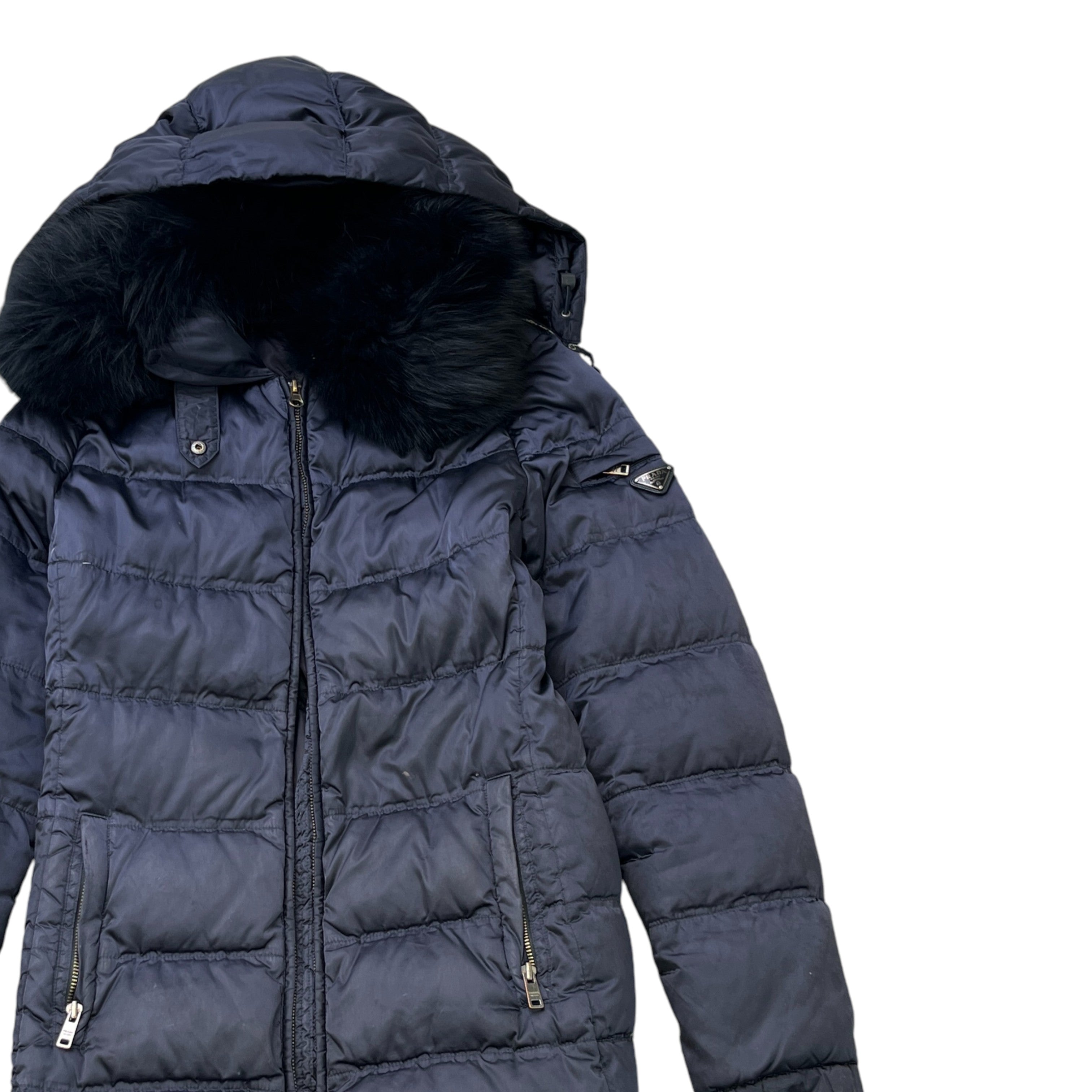 Women's Plaque Logo Down Jacket Navy Size IT 42 / UK 10