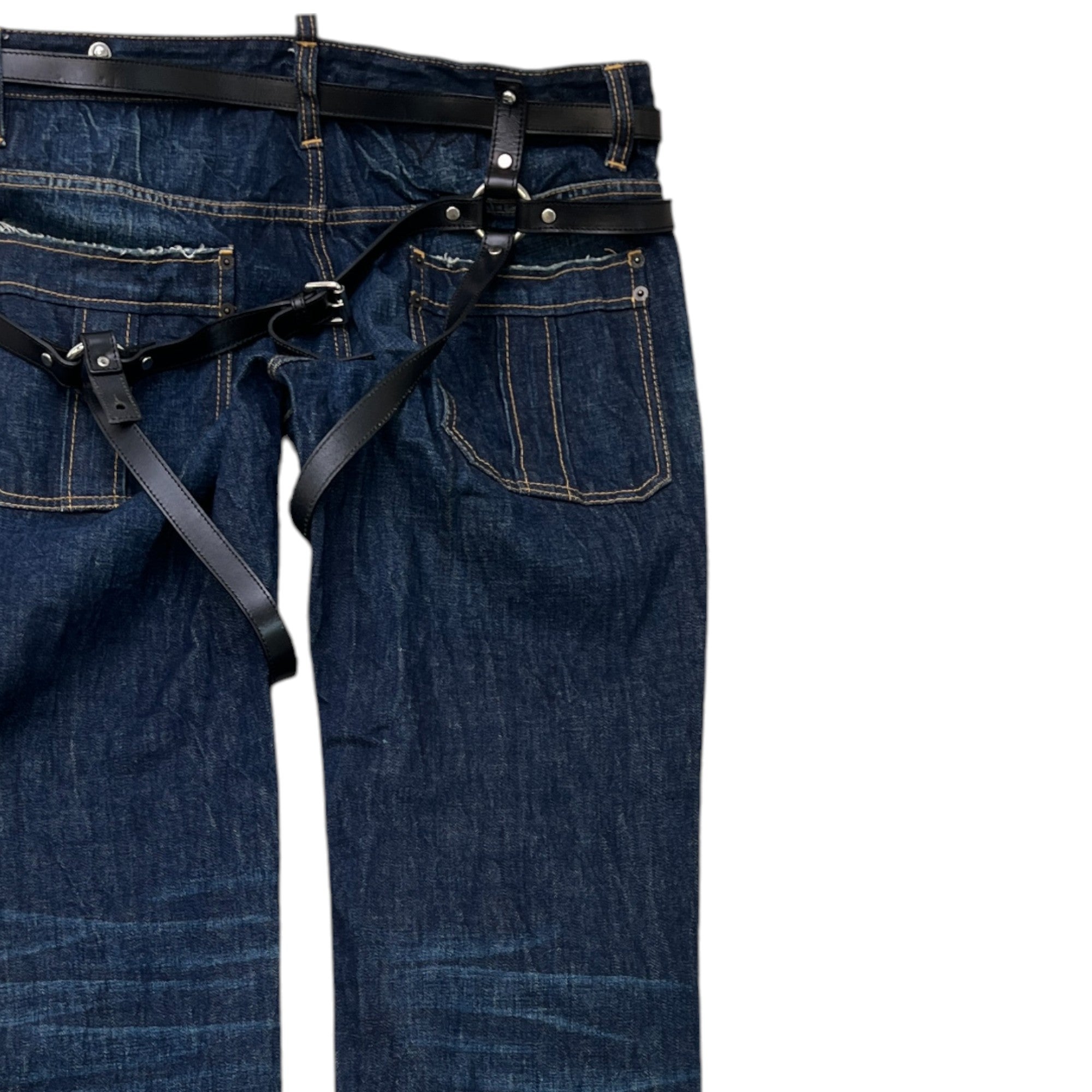 Men's Leather Belt Jeans Blue Size IT 50 / UK 34