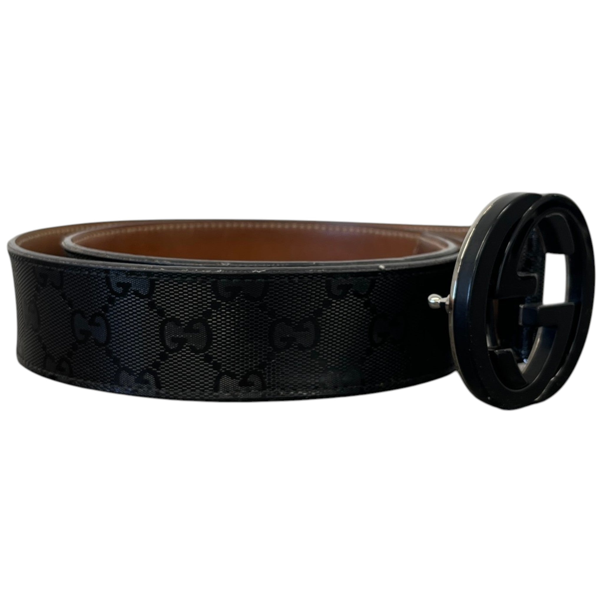 Men's Interlocking G Belt Black Size Waist 36"