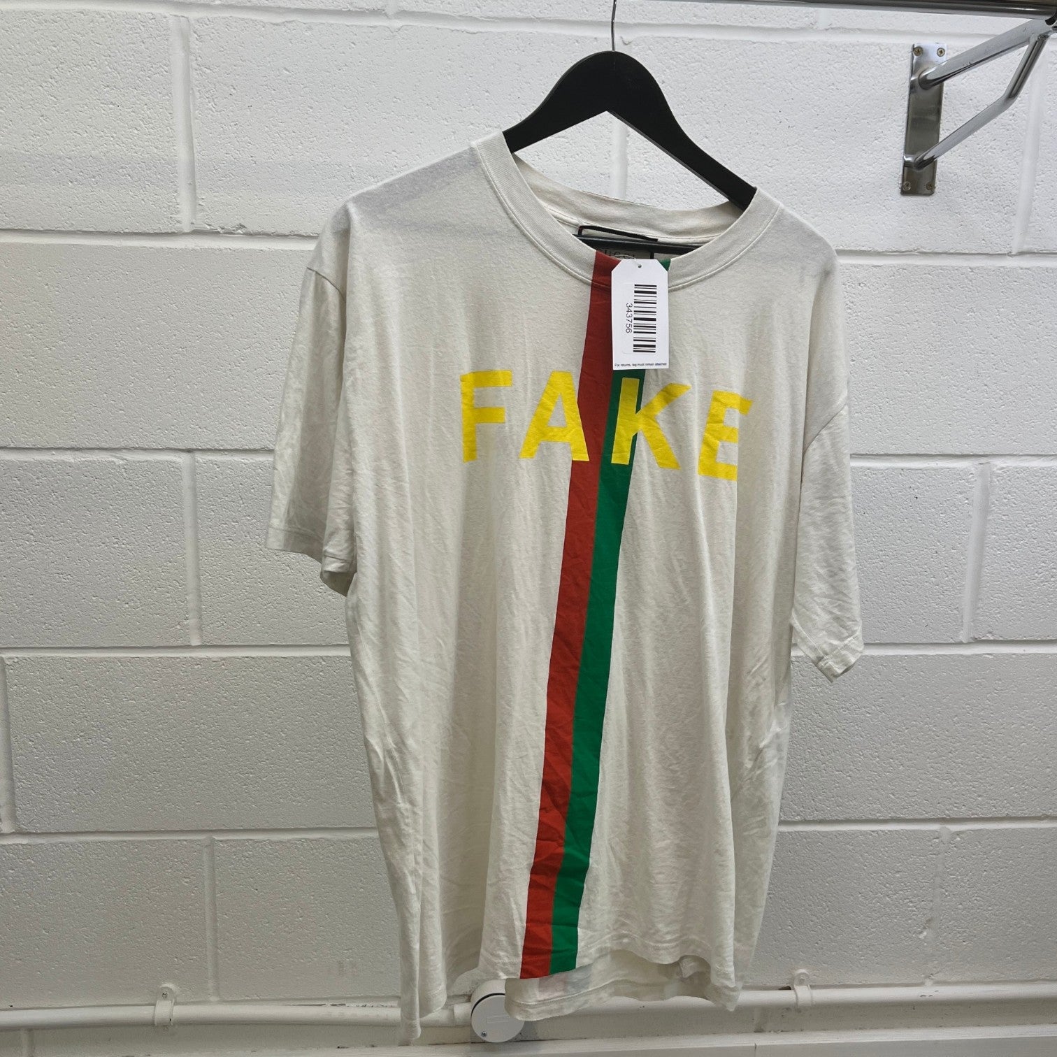 Men's Web Stripe Logo T-Shirt White Size L