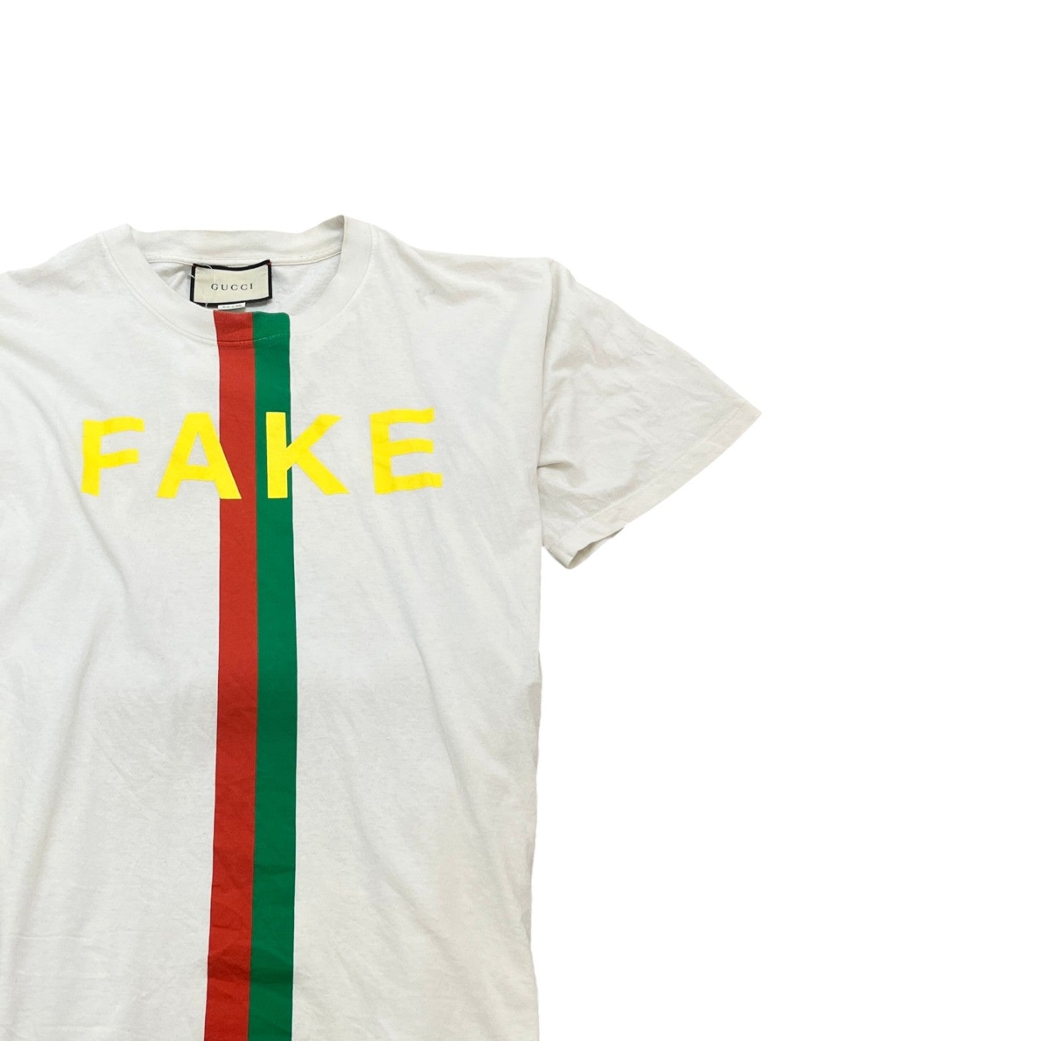 Men's Web Stripe Logo T-Shirt White Size L