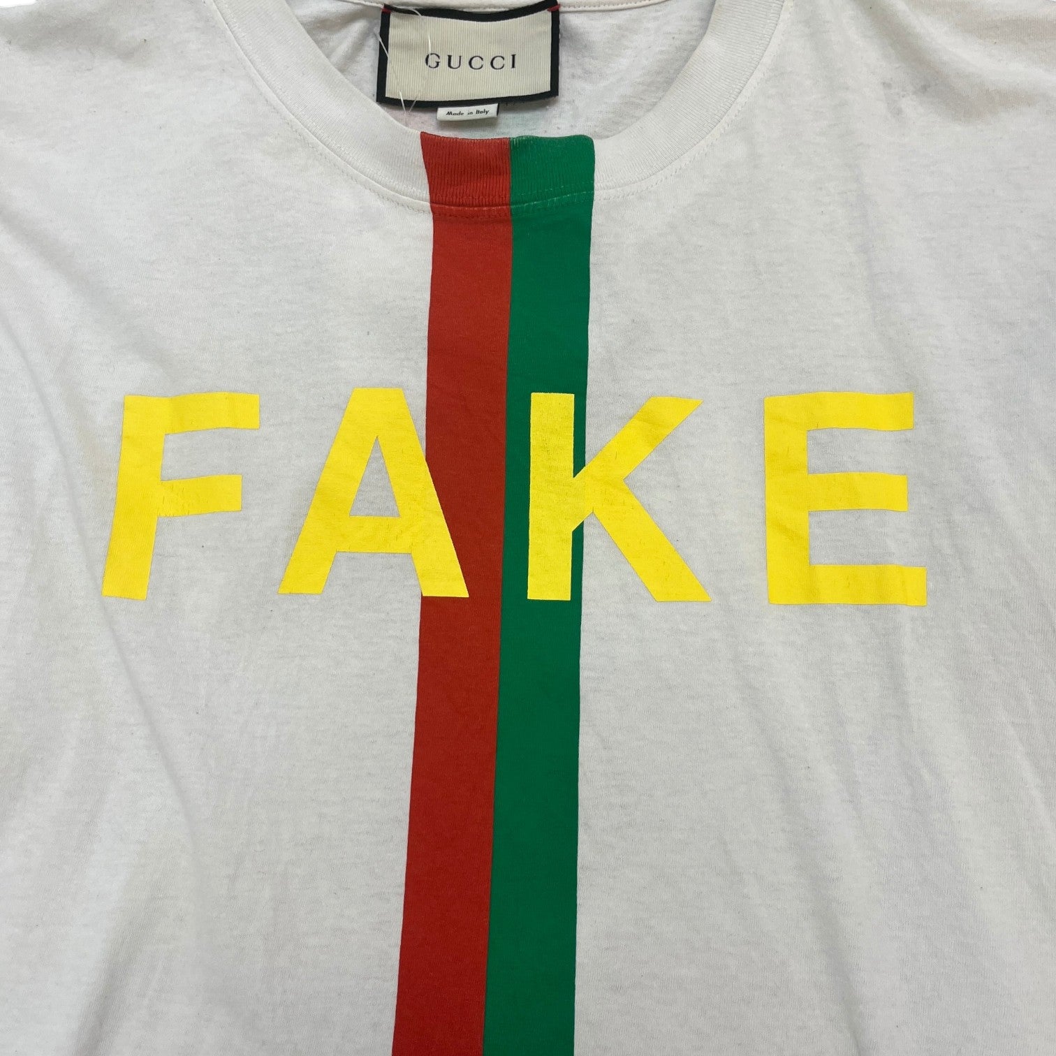 Men's Web Stripe Logo T-Shirt White Size L
