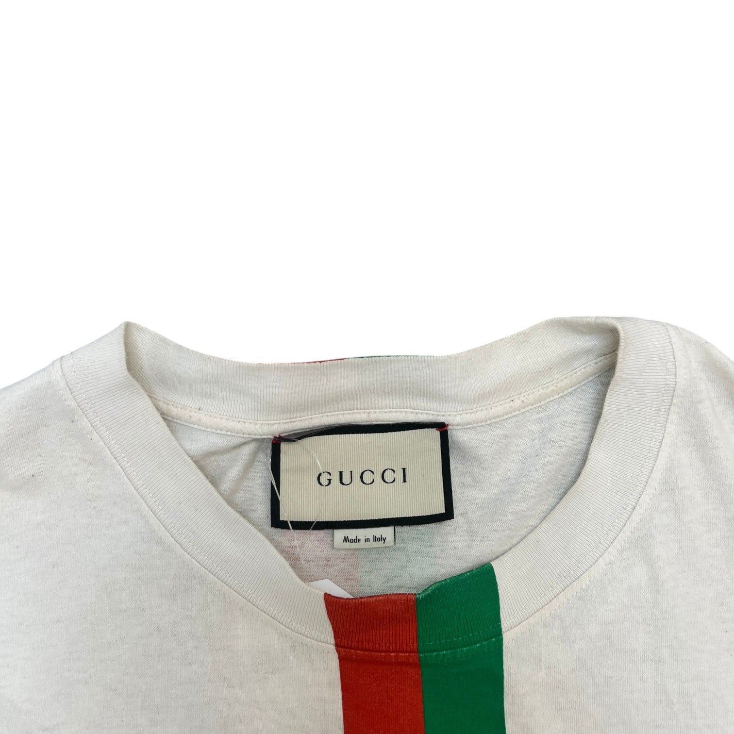 Men's Web Stripe Logo T-Shirt White Size L