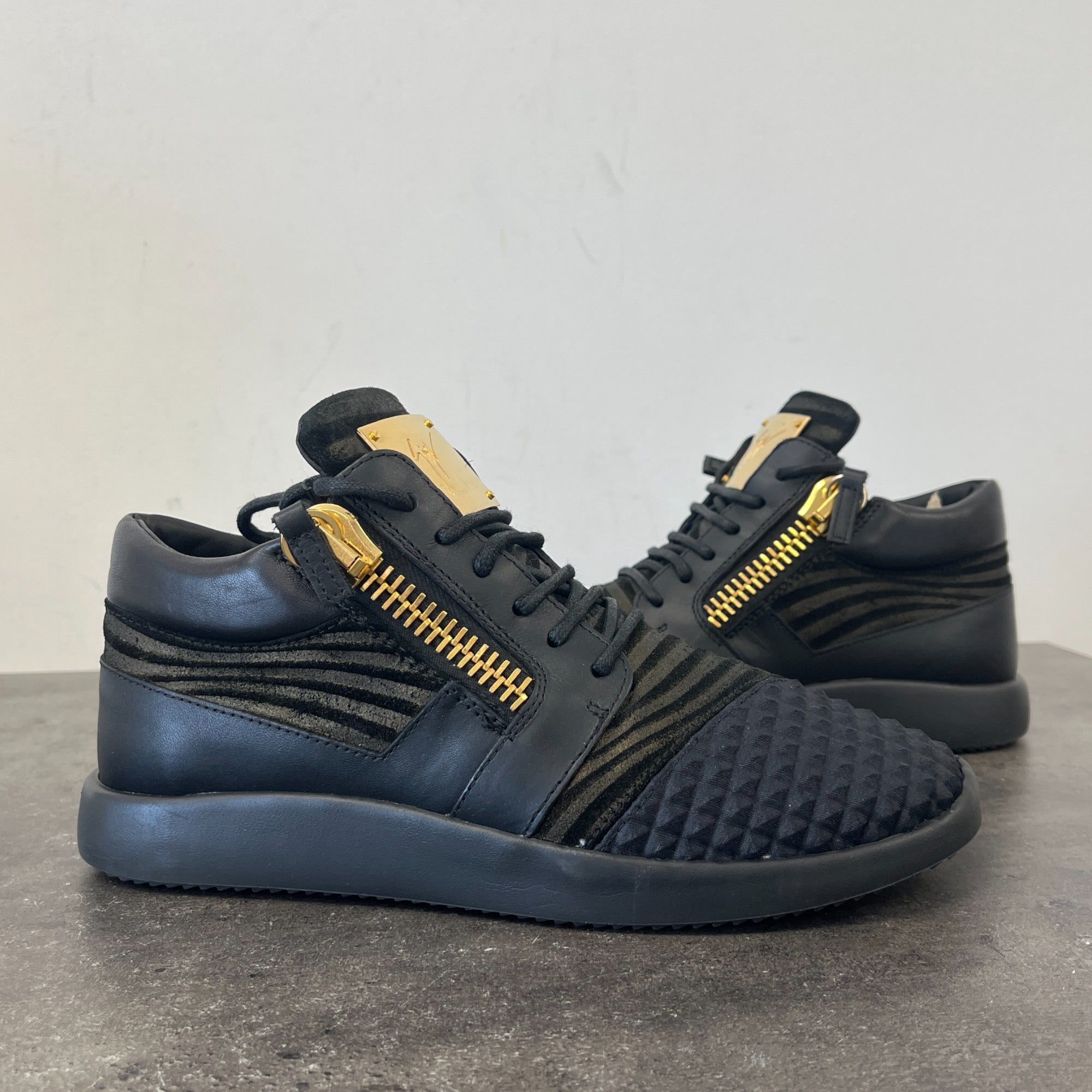 Women's Double Zip High Trainers Black Size EU 38.5 / UK 5.5