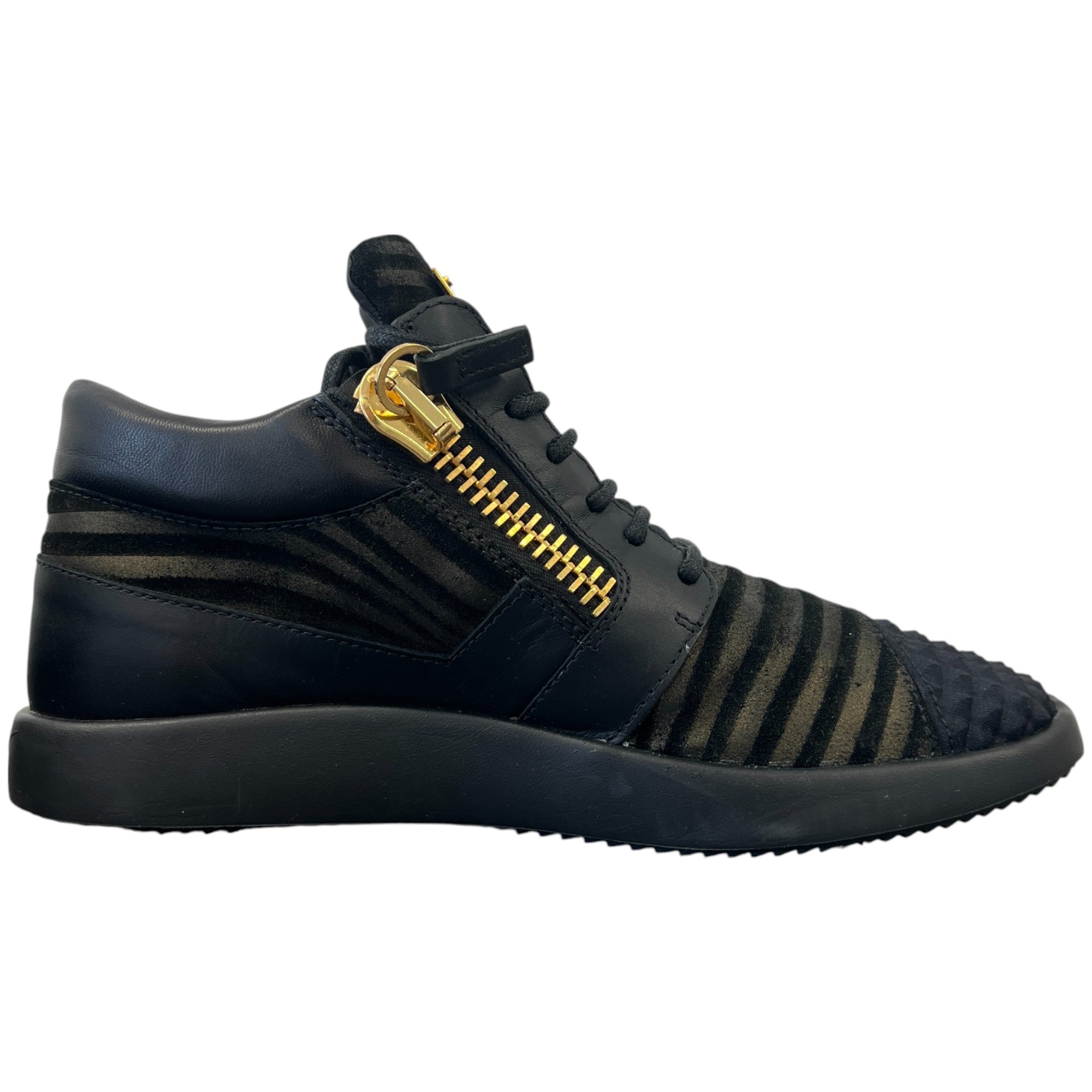 Women's Double Zip High Trainers Black Size EU 38.5 / UK 5.5