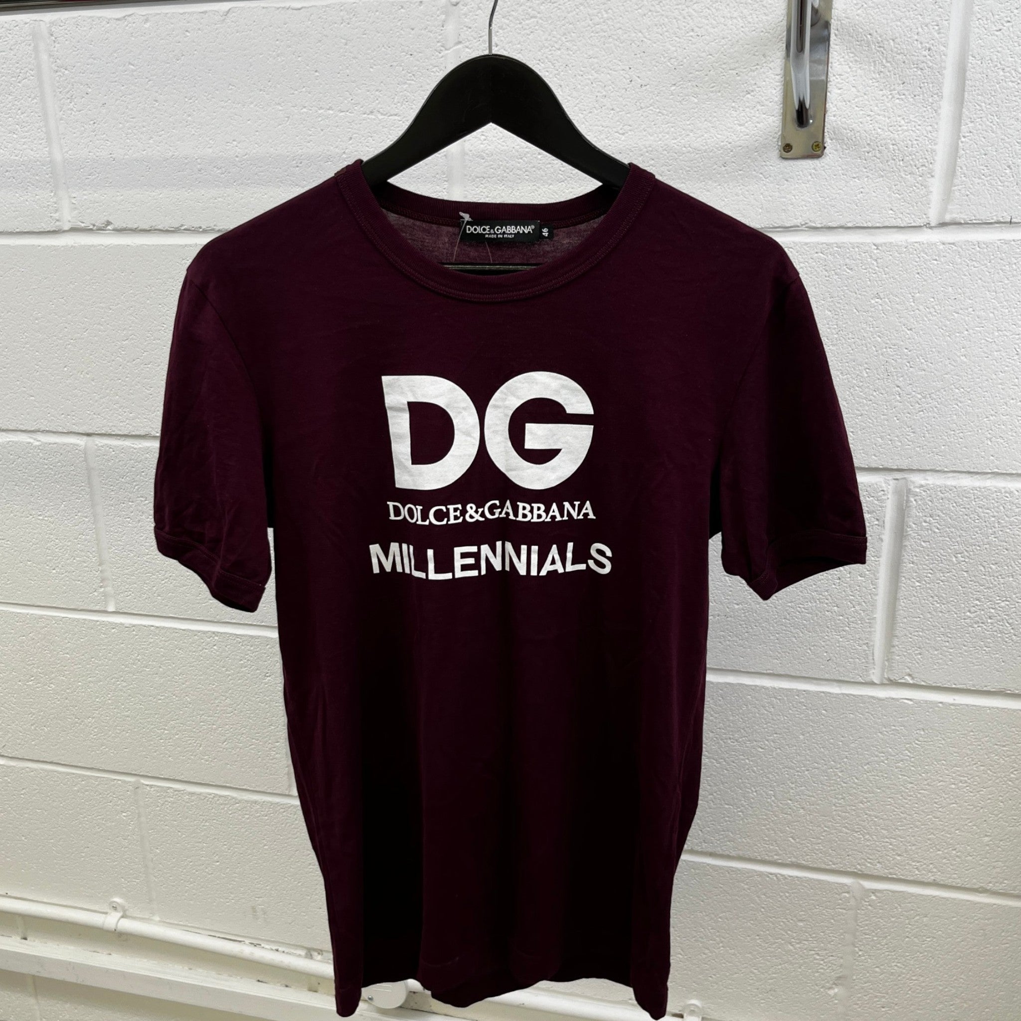 Men's Logo Print T-Shirt Burgundy Size IT 46 / UK S