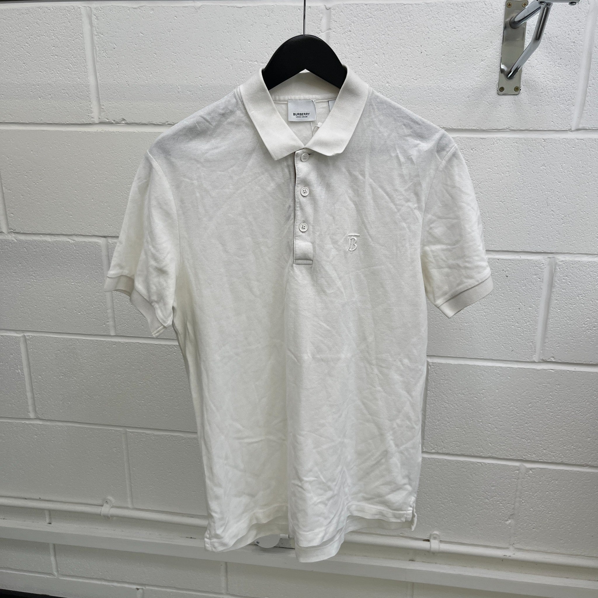 Men's Embroidered Logo Polo Shirt White Size M