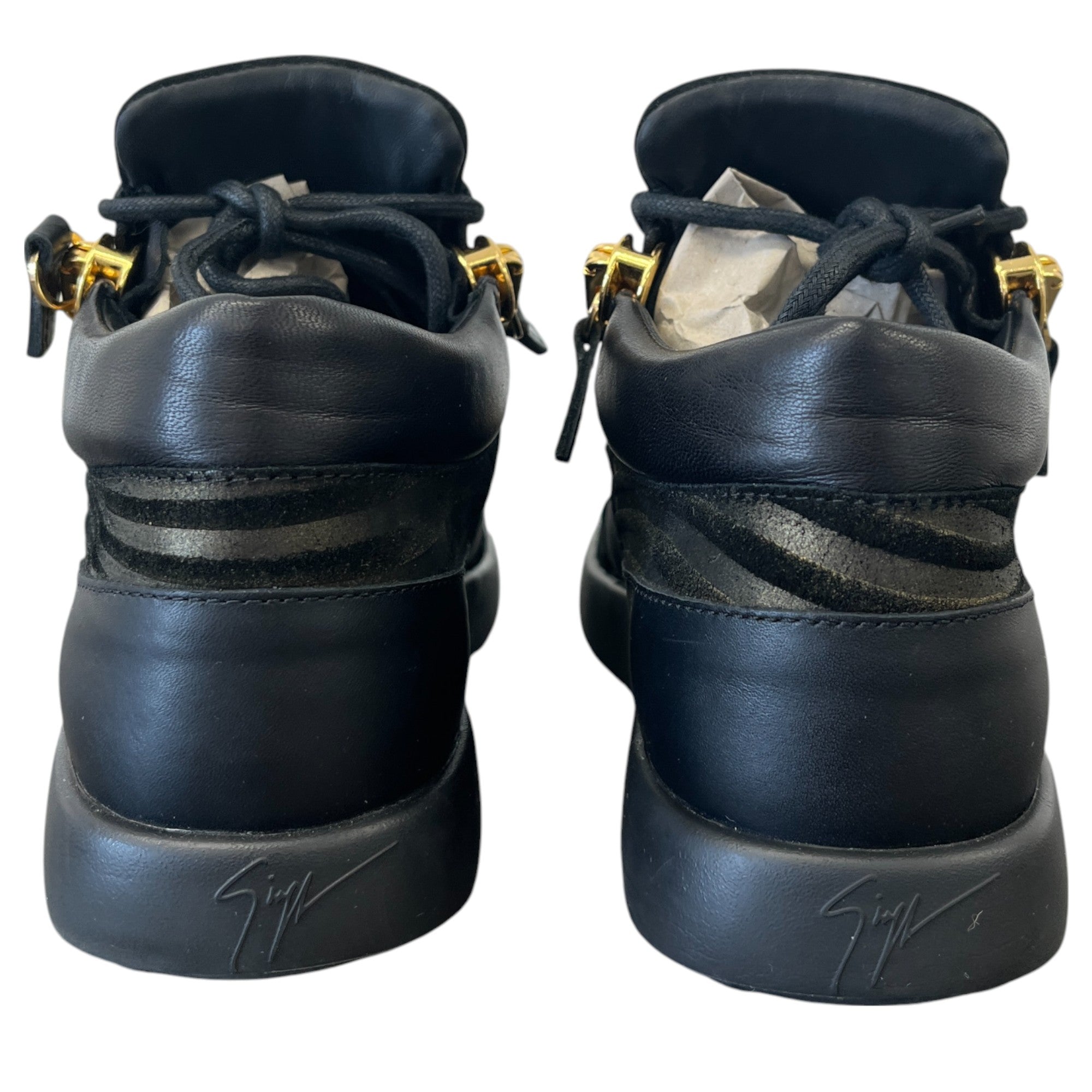 Women's Double Zip High Trainers Black Size EU 38.5 / UK 5.5