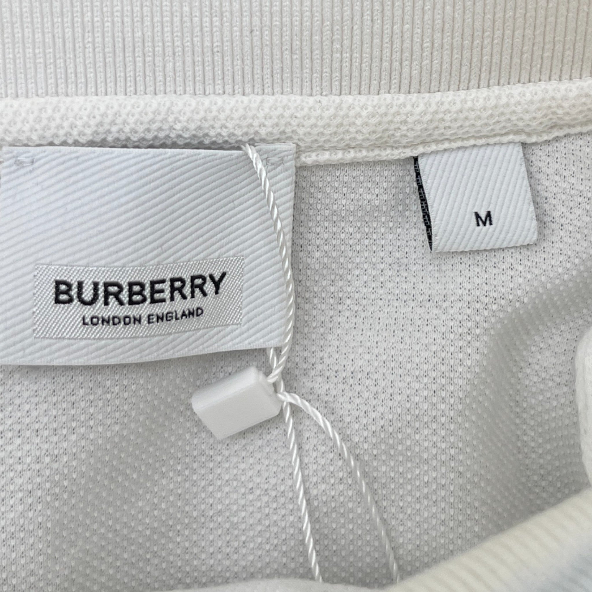 Men's Embroidered Logo Polo Shirt White Size M