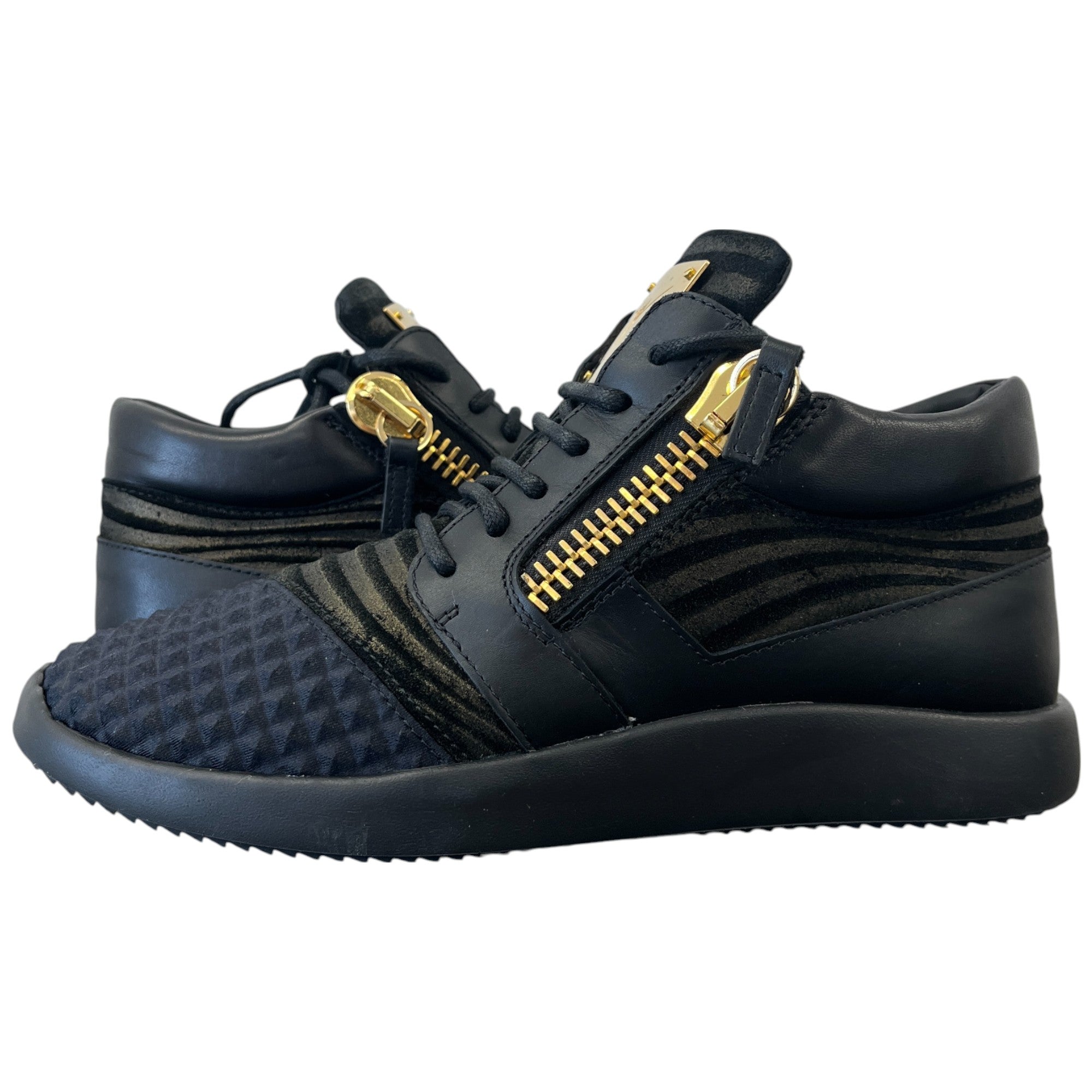 Women's Double Zip High Trainers Black Size EU 38.5 / UK 5.5