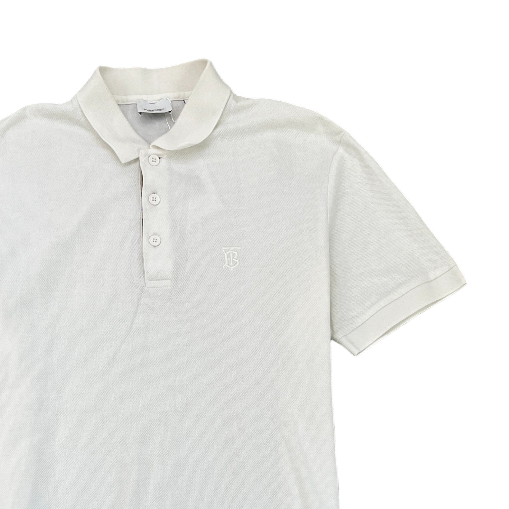 Men's Embroidered Logo Polo Shirt White Size M