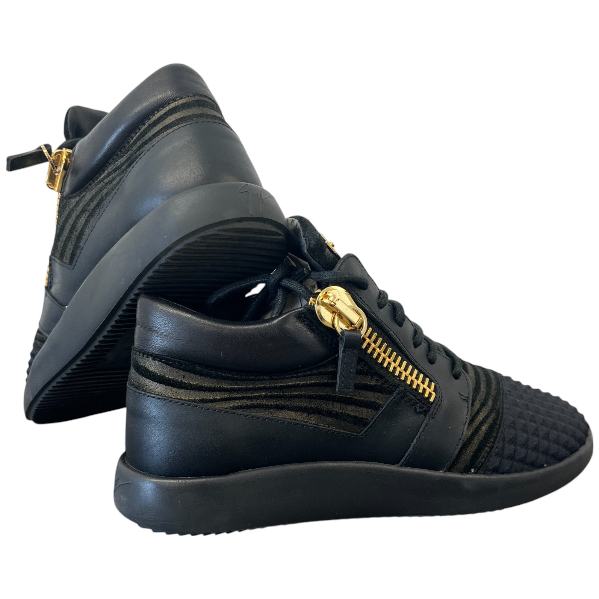 Women's Double Zip High Trainers Black Size EU 38.5 / UK 5.5