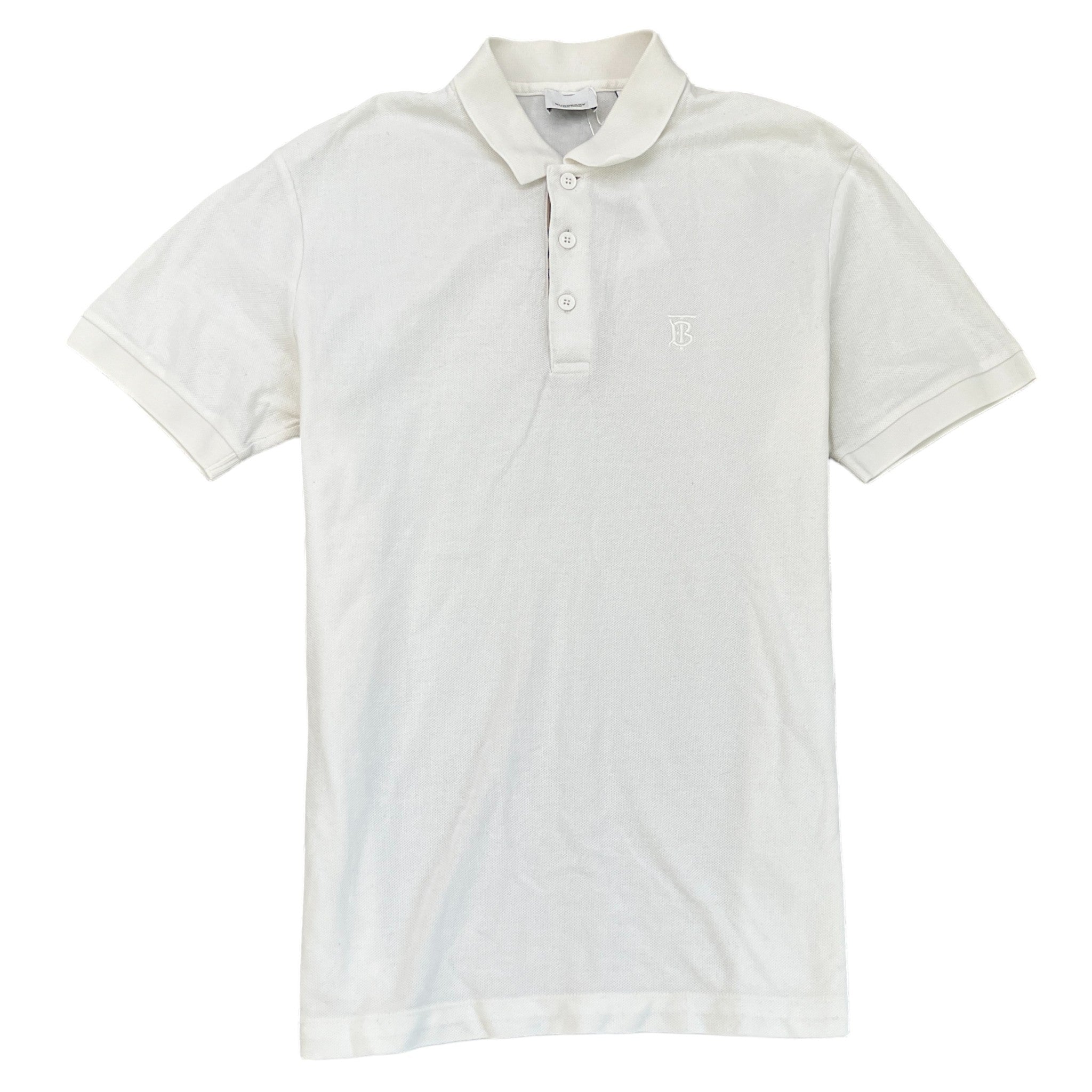 Men's Embroidered Logo Polo Shirt White Size M