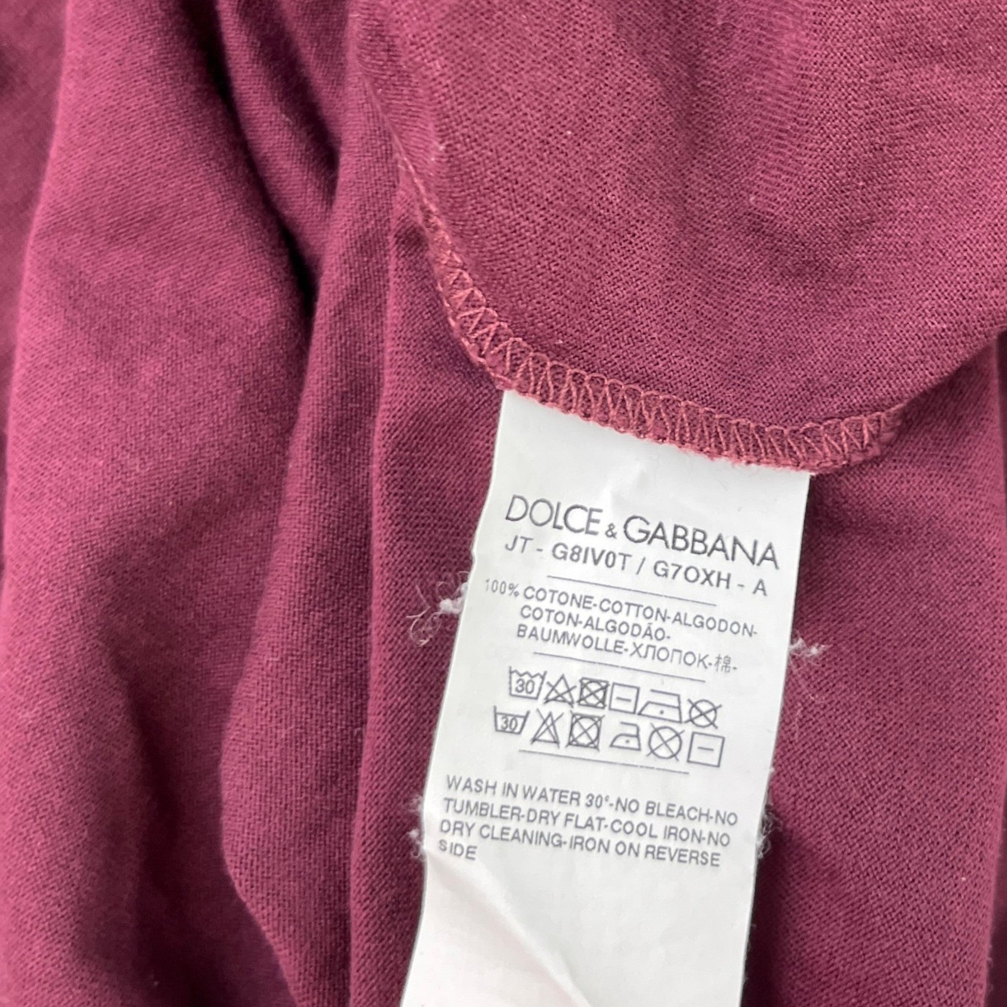 Men's Logo Print T-Shirt Burgundy Size IT 46 / UK S