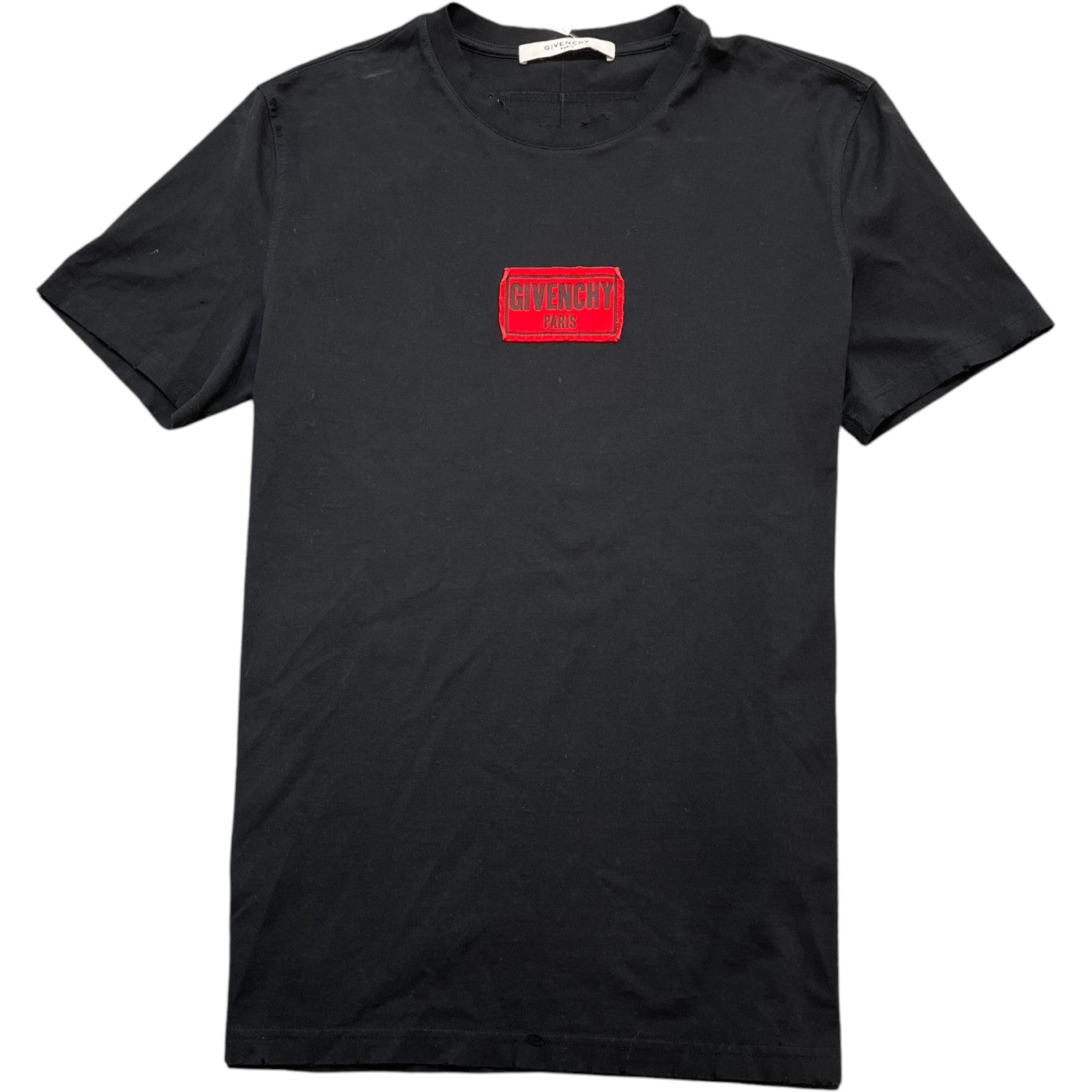 Men's Patch Logo Distressed T-Shirt Black Size L