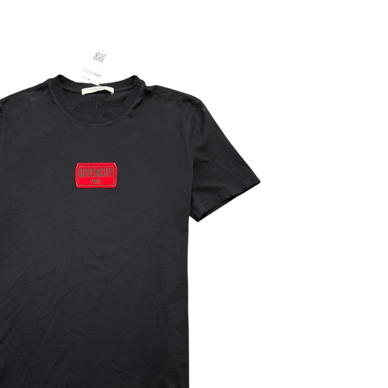 Men's Patch Logo Distressed T-Shirt Black Size L