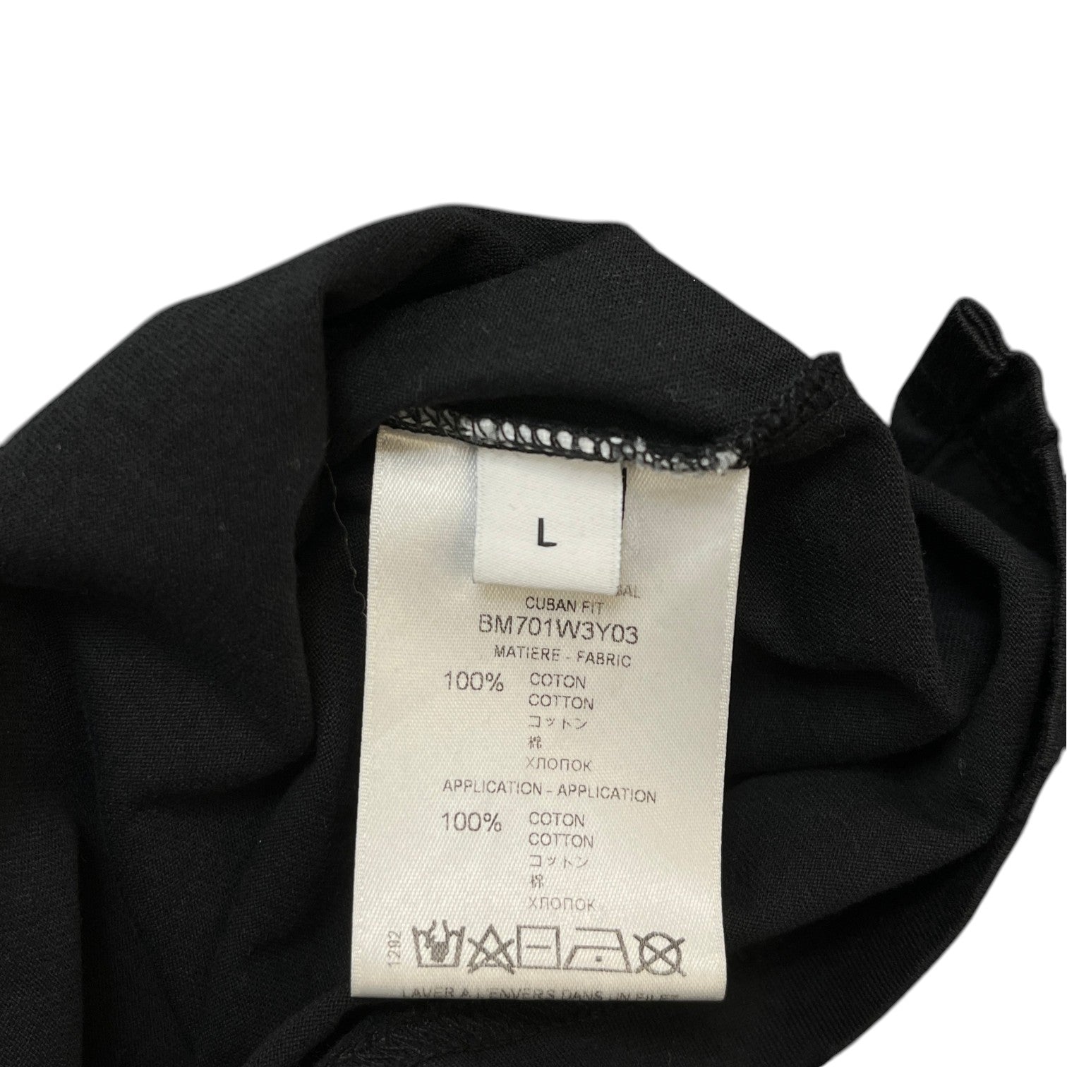 Men's Patch Logo Distressed T-Shirt Black Size L