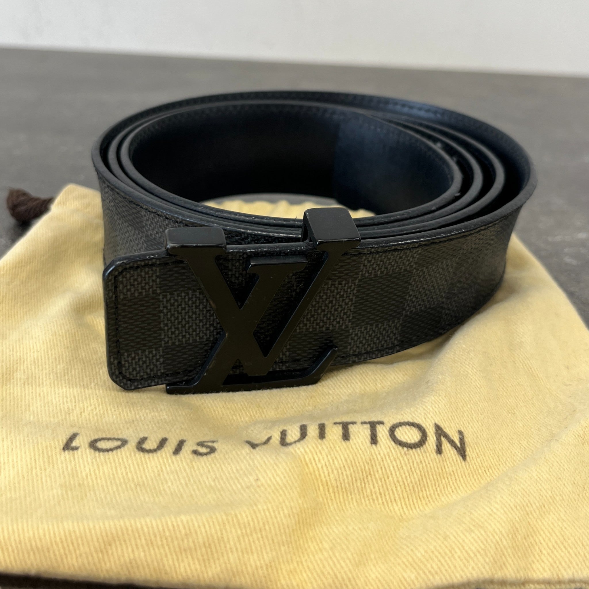 Men's Damier Belt Black Size Waist 42"