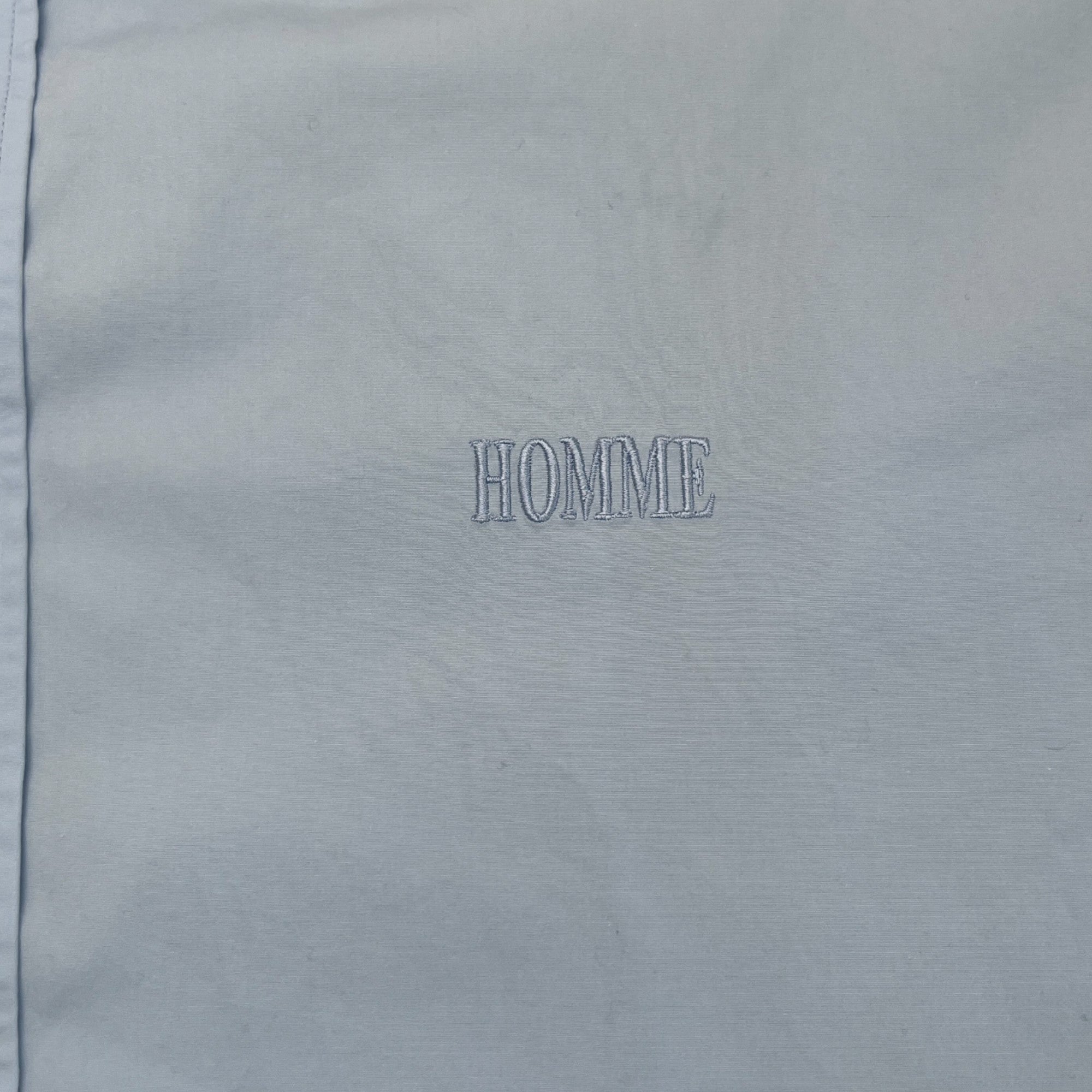 Men's Embroidered Homme Logo Long Sleeve Shirt Blue Size M