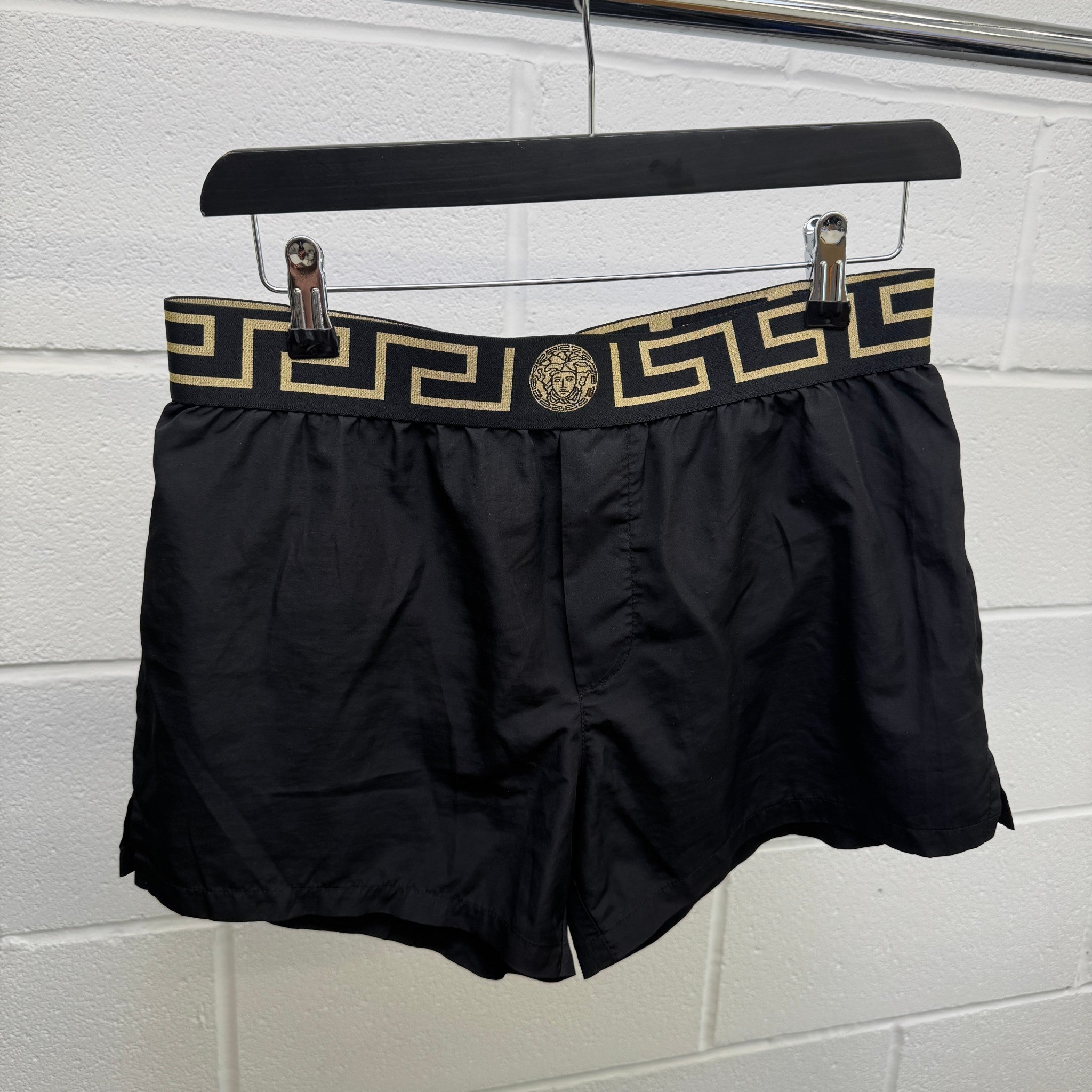 Men's Greca Border Swim Shorts Black Size M