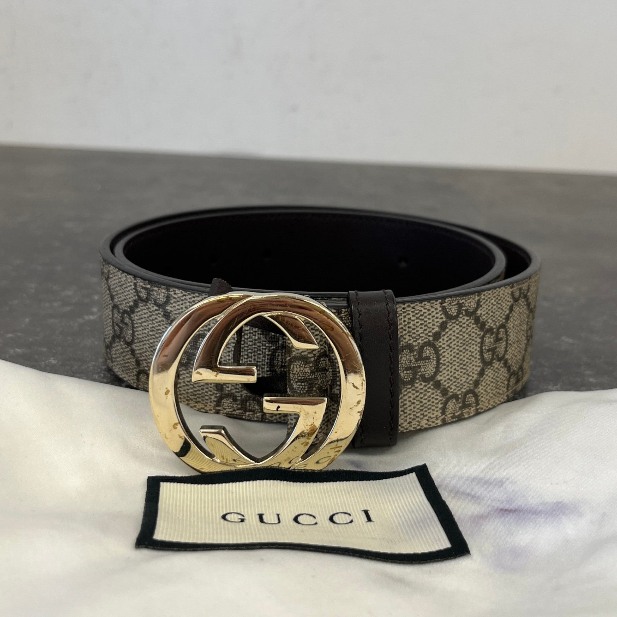 Men's Gg Supreme Belt Beige Size 75CM / UK 6