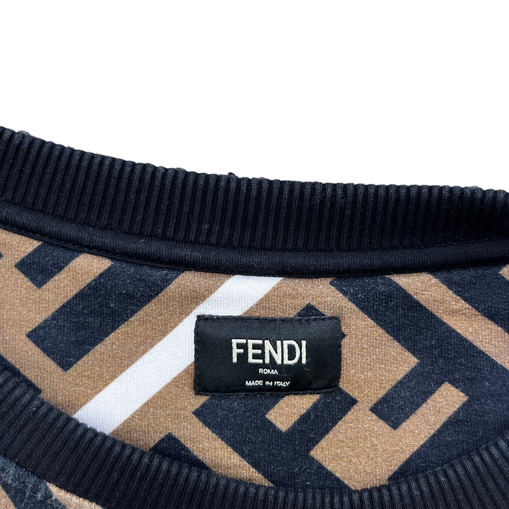 Men's Diagonal Ff Monogram Sweatshirt Beige Size XXL