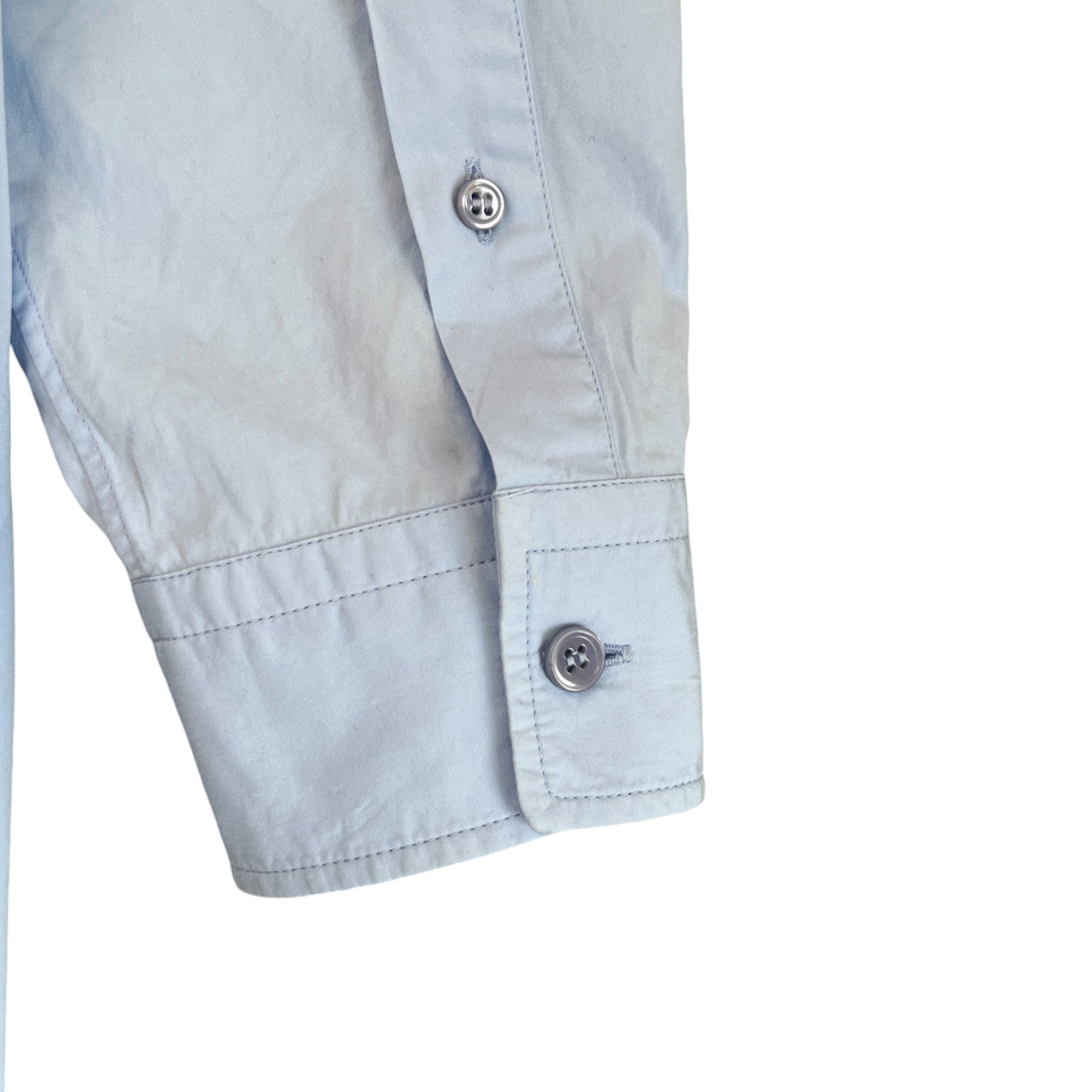 Men's Embroidered Homme Logo Long Sleeve Shirt Blue Size M