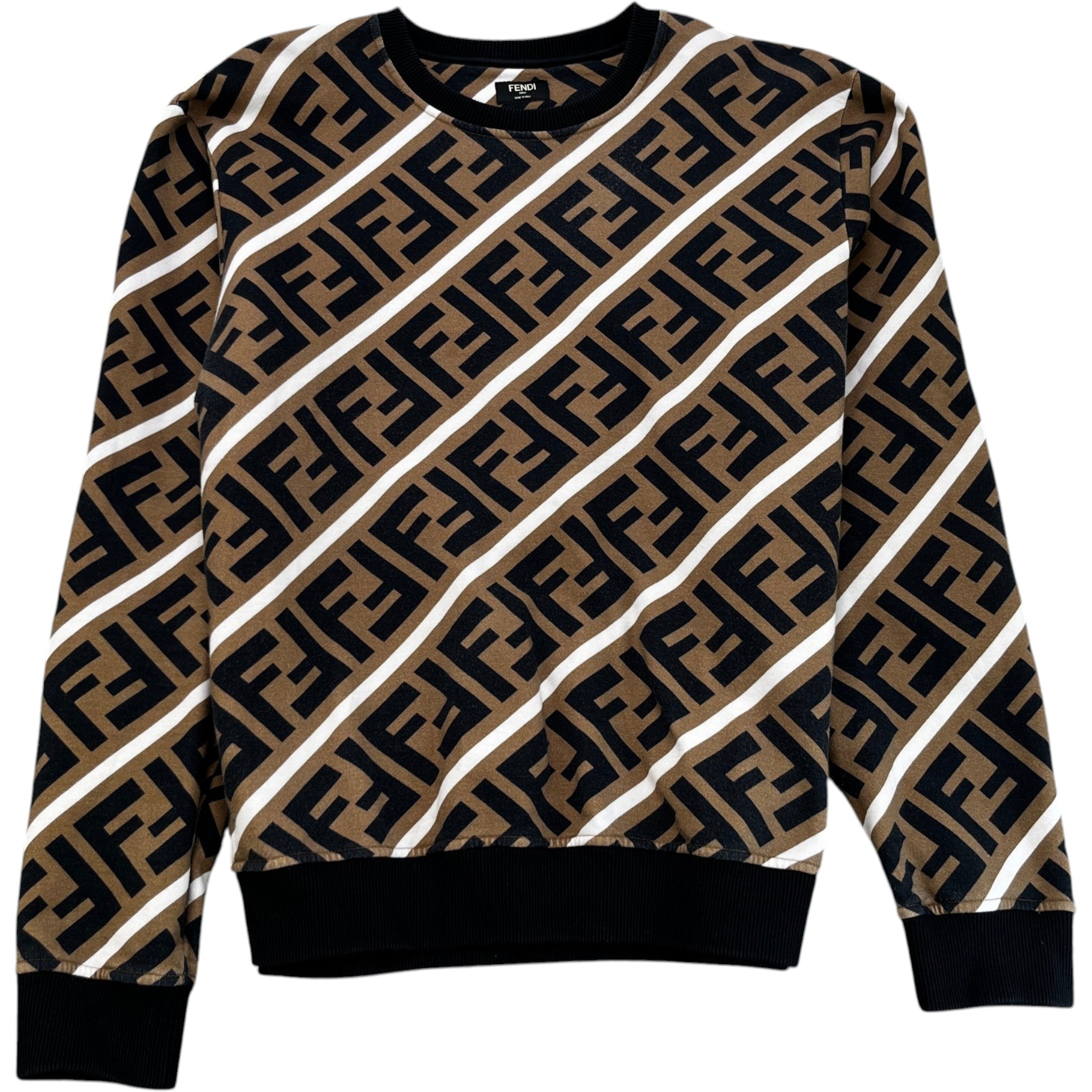 Men's Diagonal Ff Monogram Sweatshirt Beige Size XXL