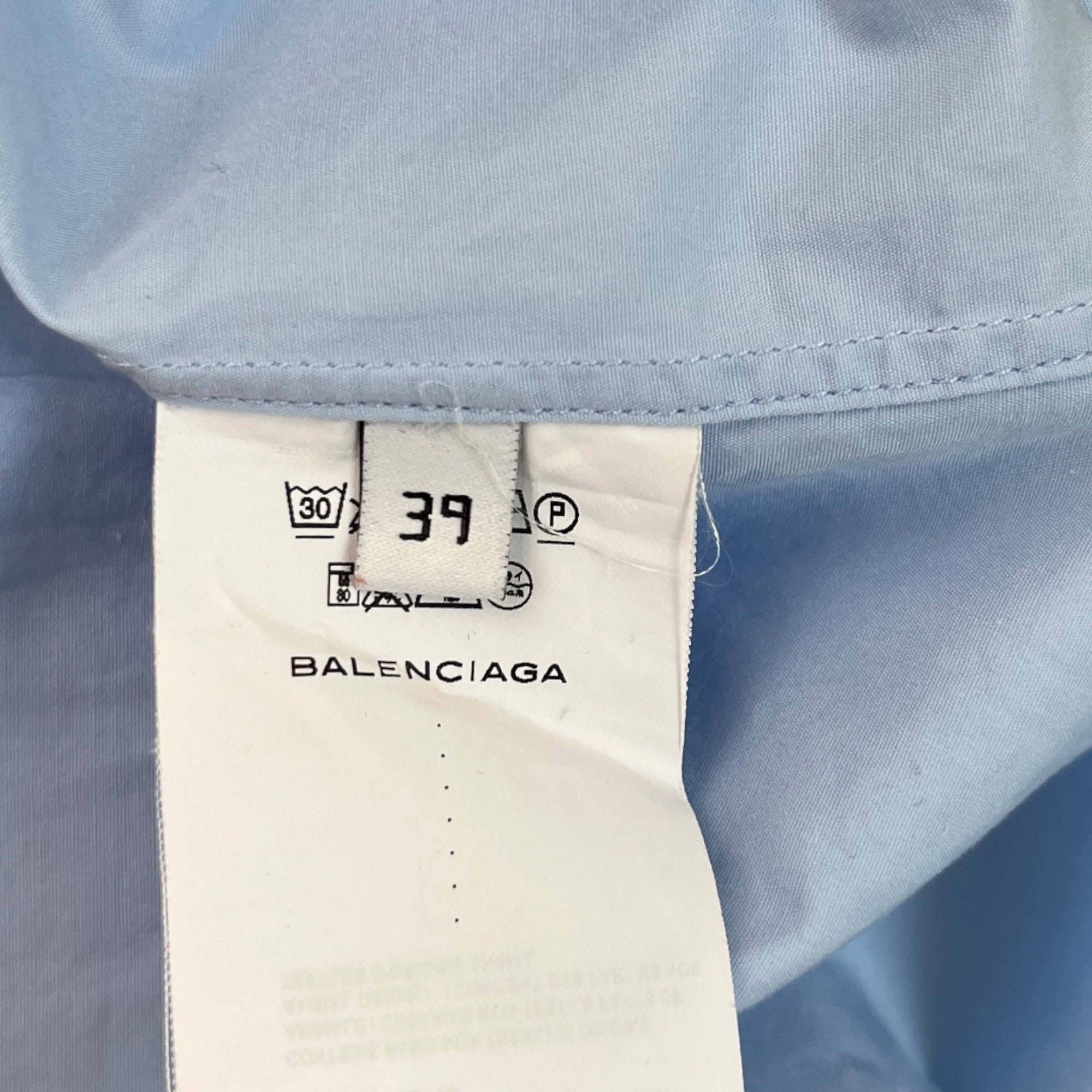 Men's Embroidered Homme Logo Long Sleeve Shirt Blue Size M